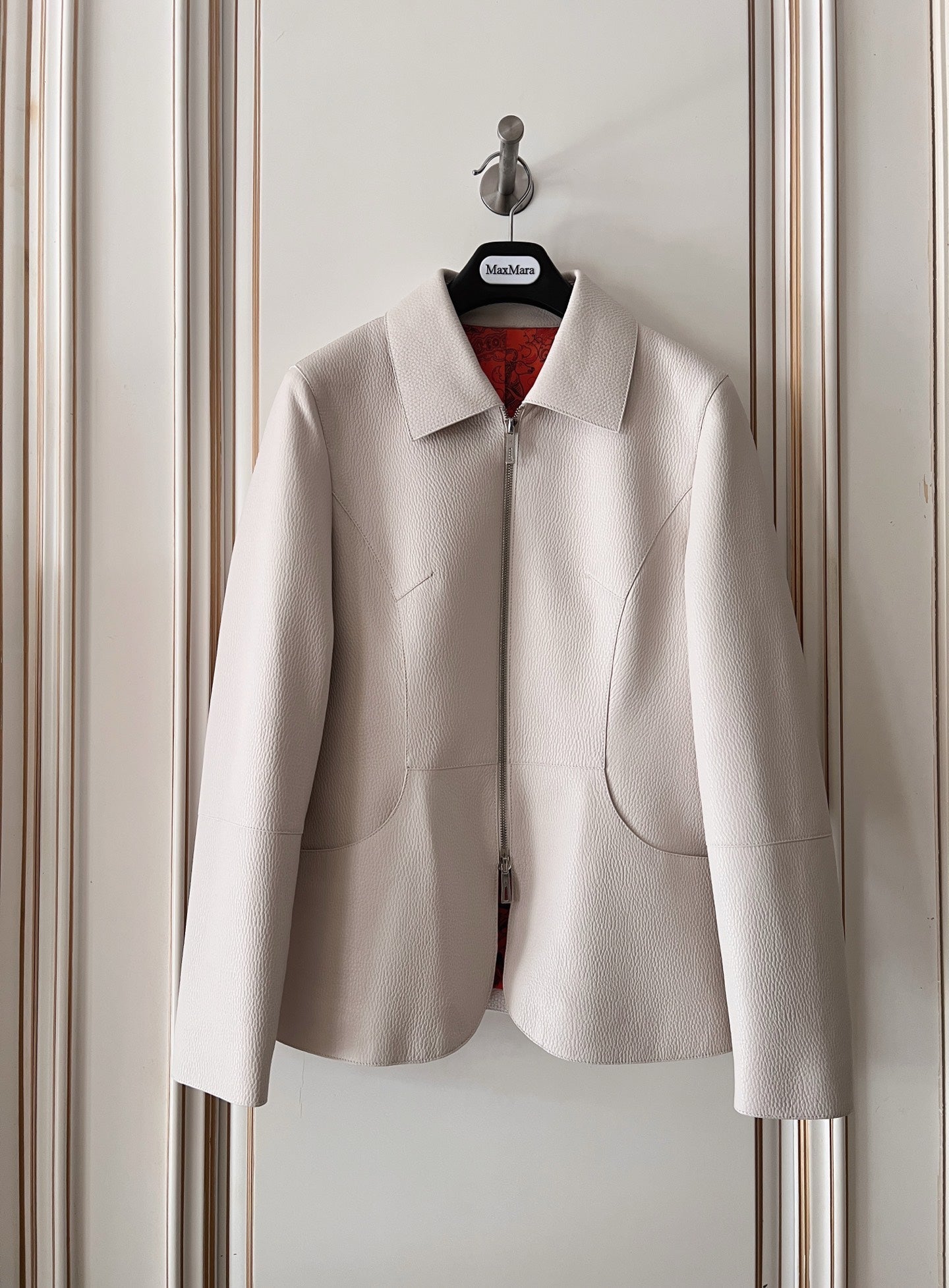 HM 26s Equestrian Jacket Cream Leather 418969