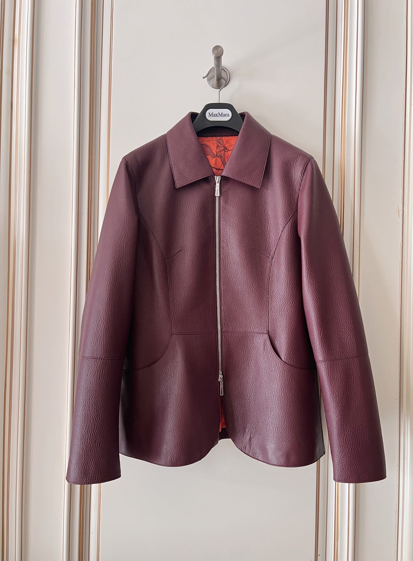 HM 26s Equestrian Jacket Burgundy Leather 418972