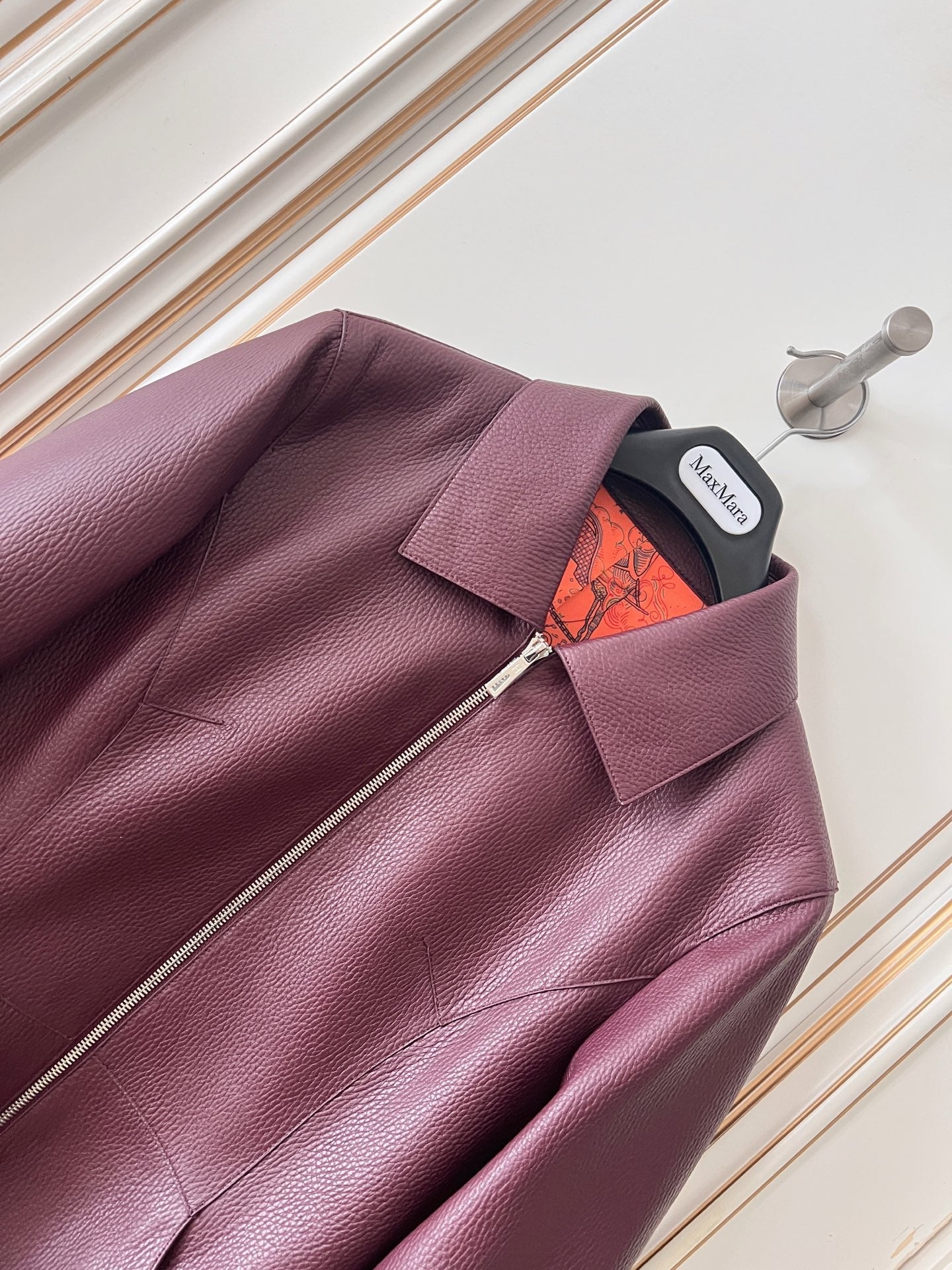 HM 26s Equestrian Jacket Burgundy Leather 418972