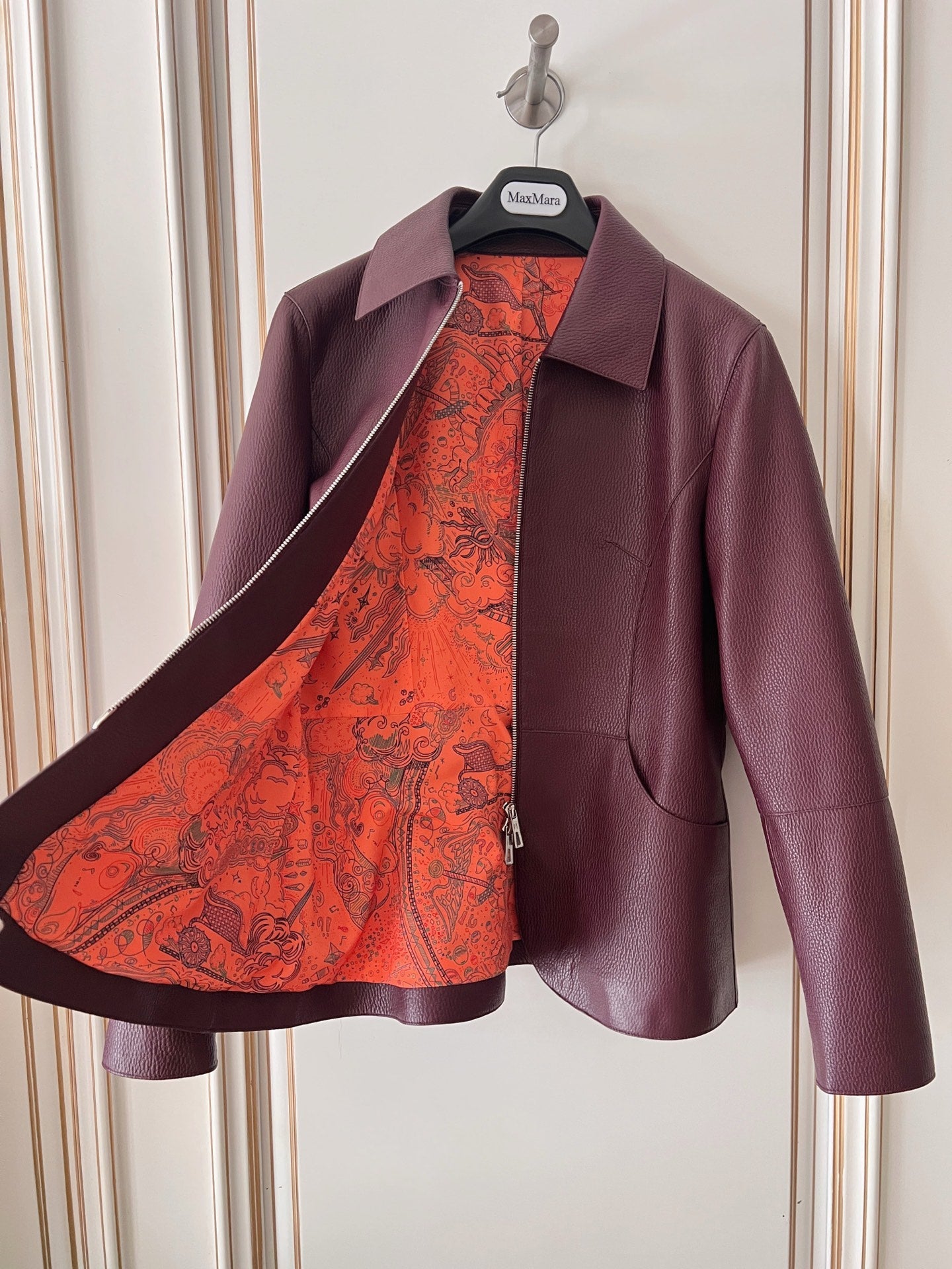 HM 26s Equestrian Jacket Burgundy Leather 418972