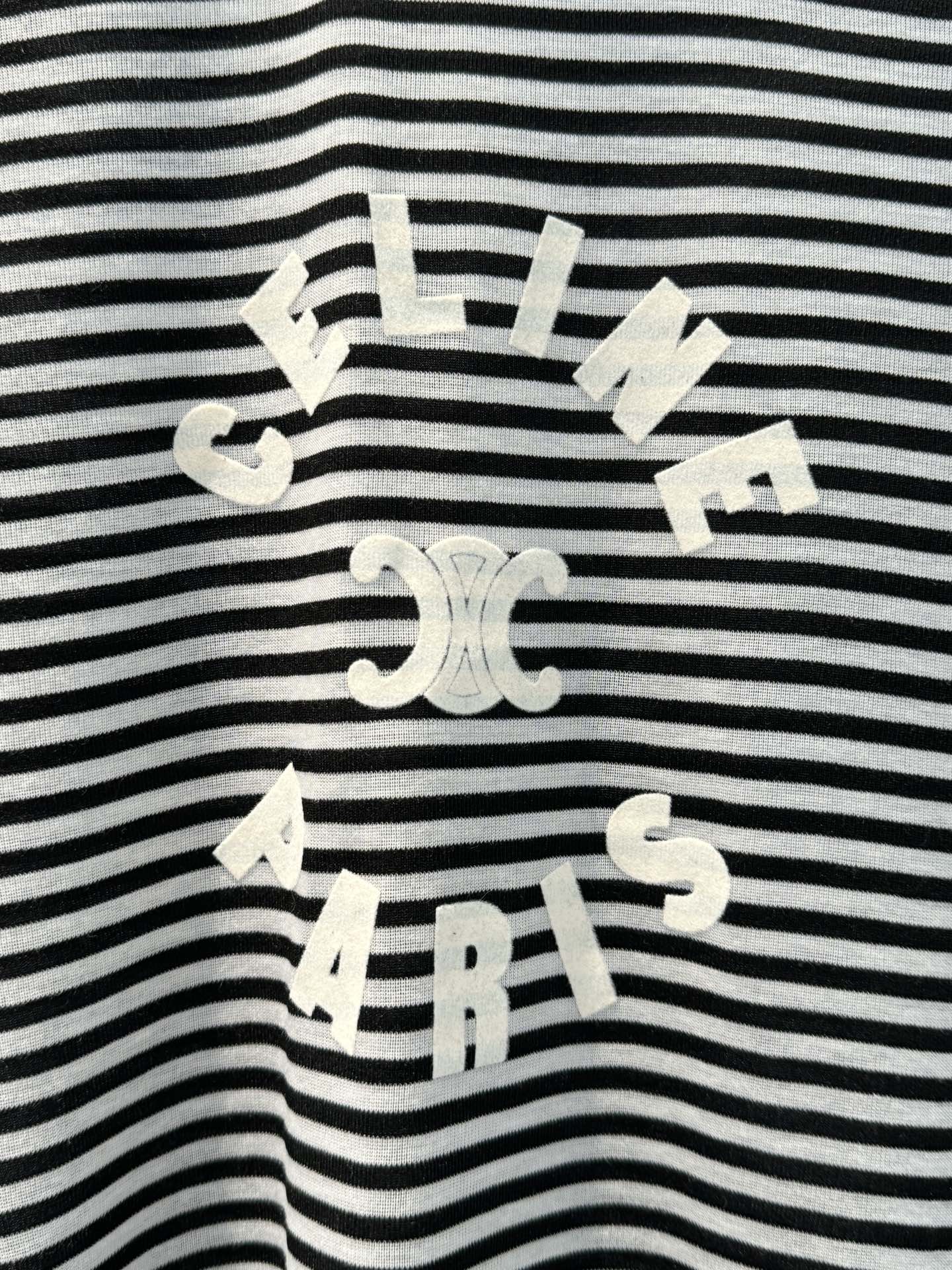 Celine Striped T-shirt Black White Cotton