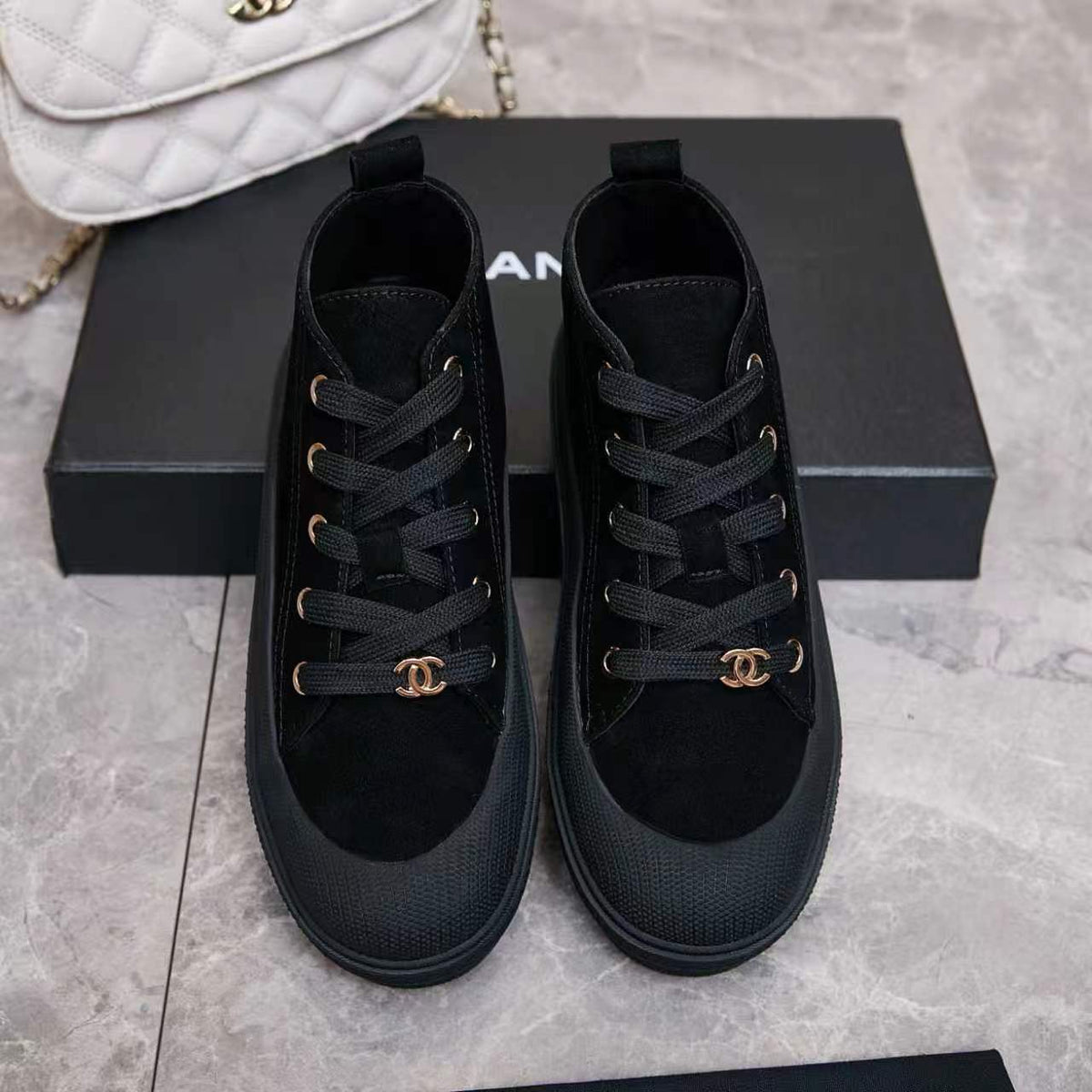 Chanel 26s Mid Sneakers Black Suede 168231