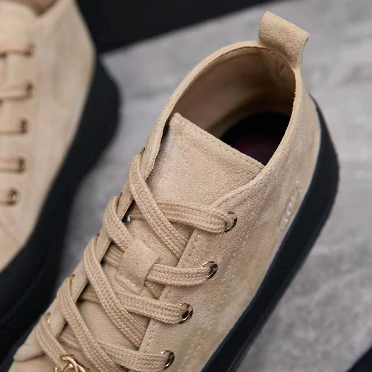 Chanel 26s Mid Sneakers Beige Suede 168232