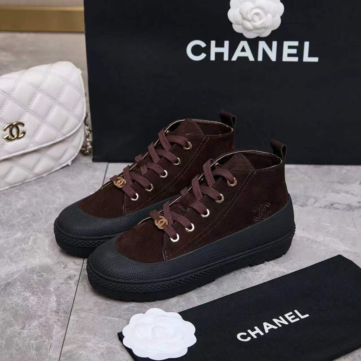Chanel 26s Mid Sneakers Dark Brown Suede 168233