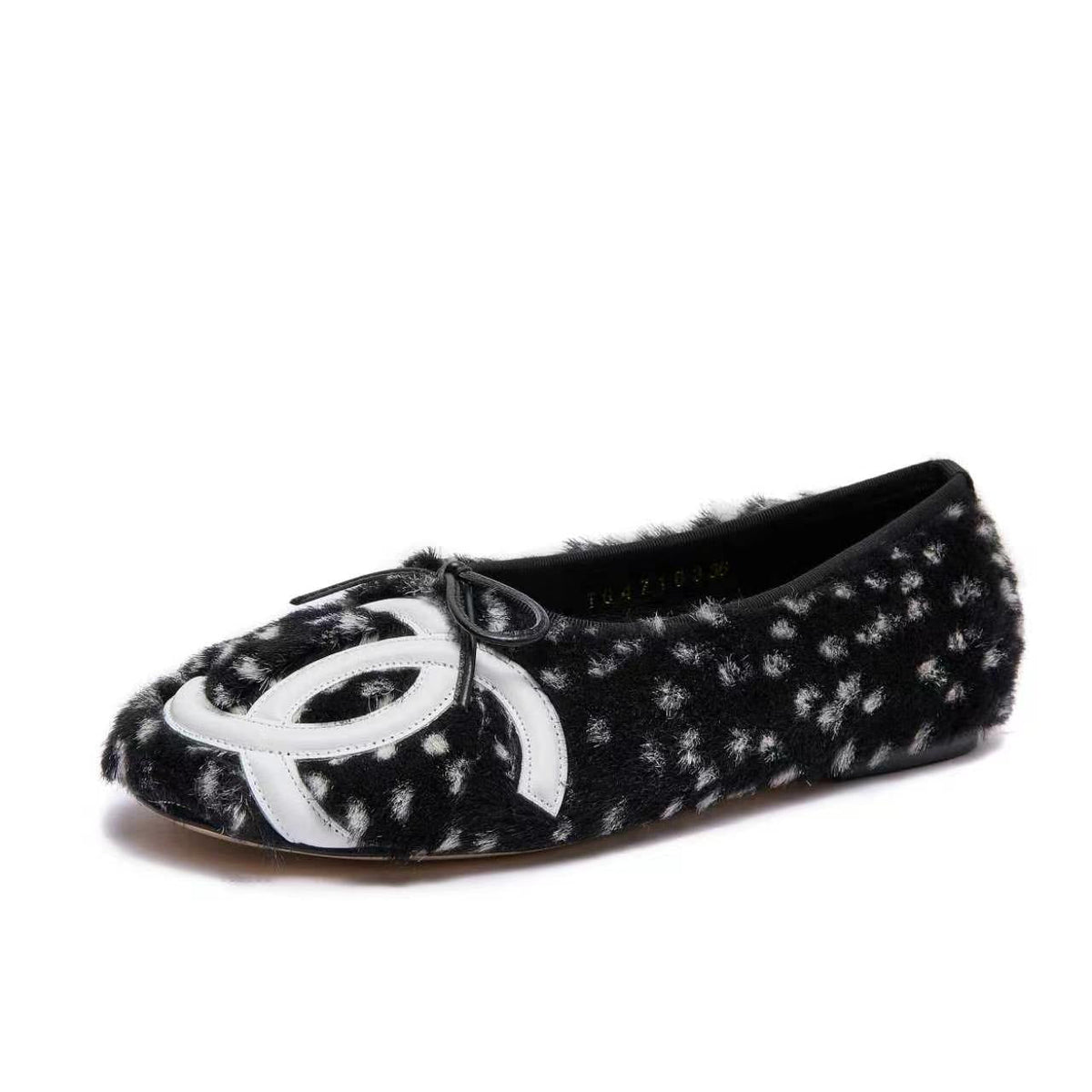 Chanel 26s Ballet Flats Black White Pony Hair 168234