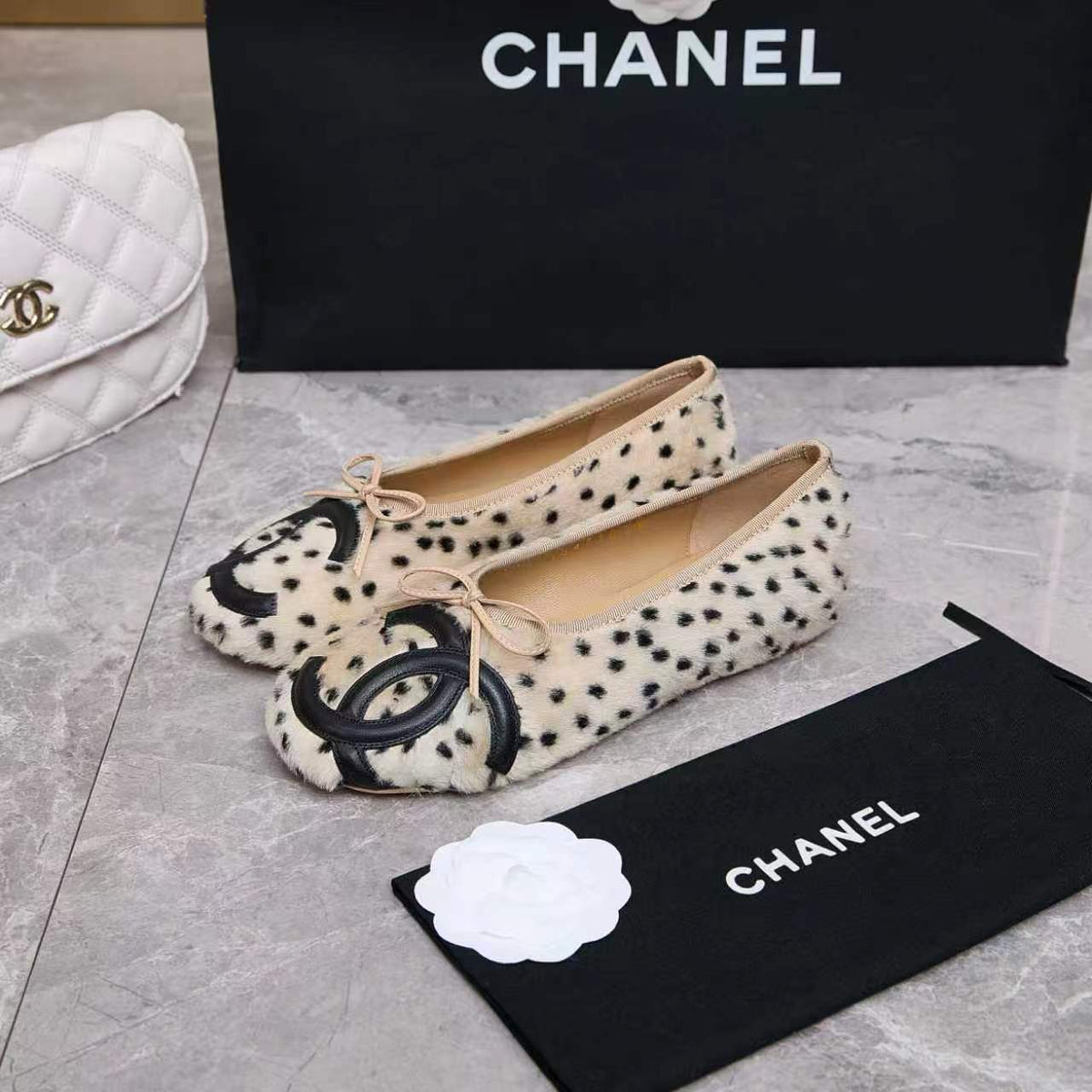 Chanel 26s Ballet Flats Leopard Pony Hair 168235