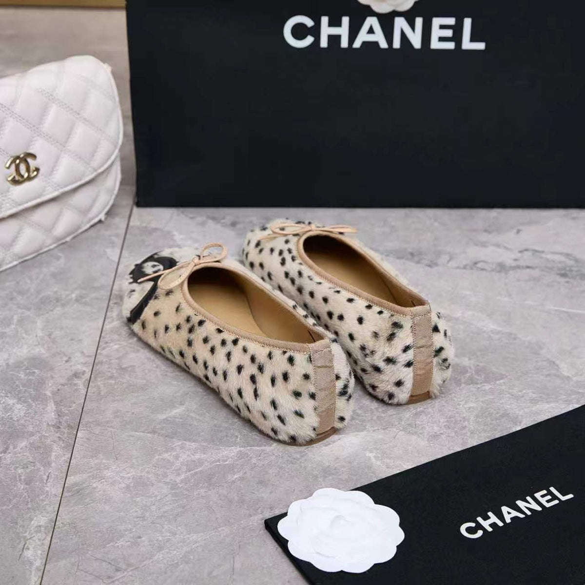 Chanel 26s Ballet Flats Leopard Pony Hair 168235