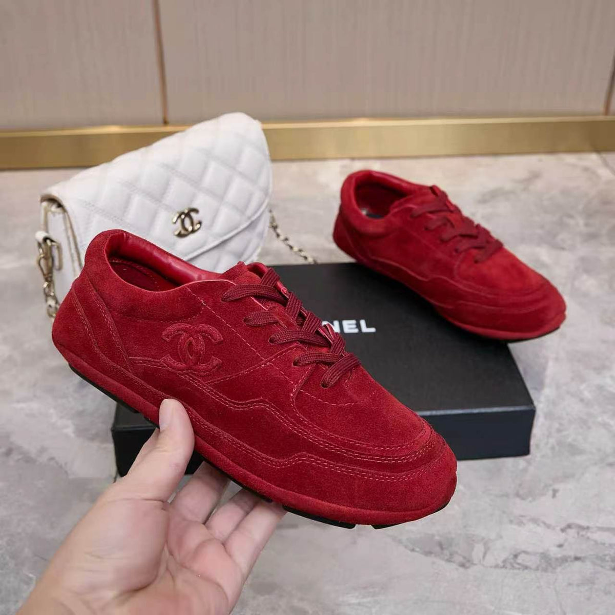 Chanel 26s Sneakers Burgundy Suede 168244