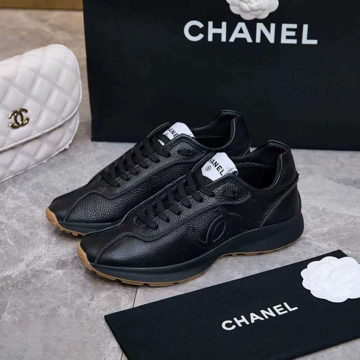 Chanel 26s Sneakers Black Leather 168241