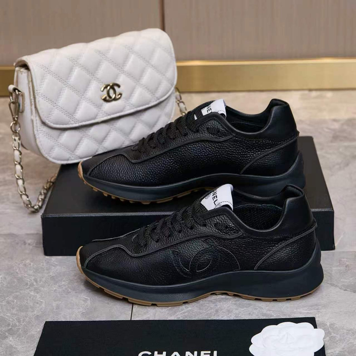 Chanel 26s Sneakers Black Leather 168241