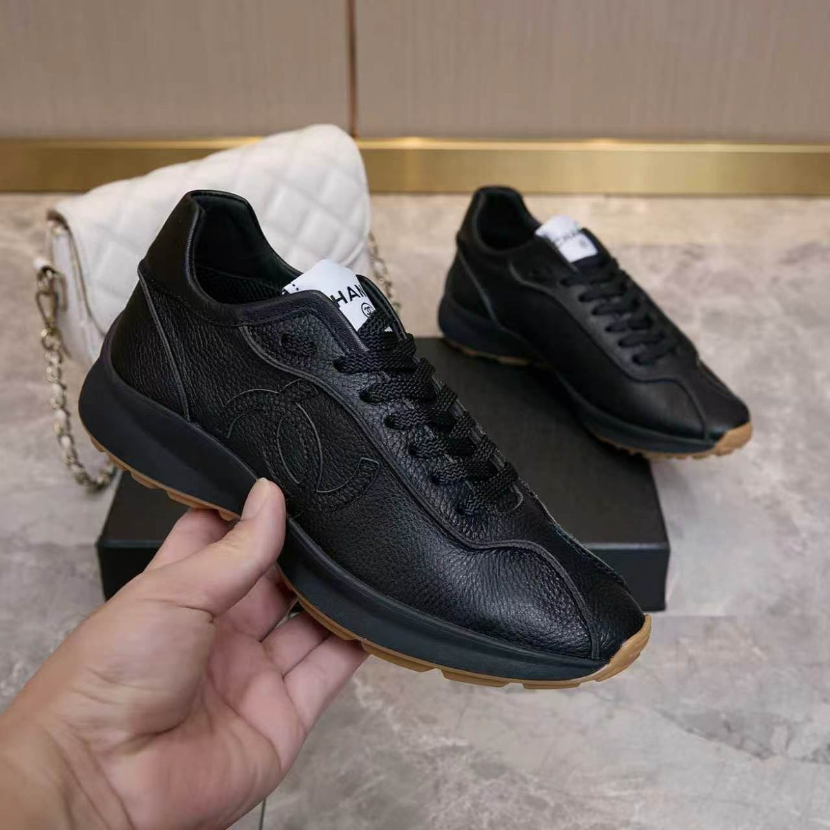 Chanel 26s Sneakers Black Leather 168241