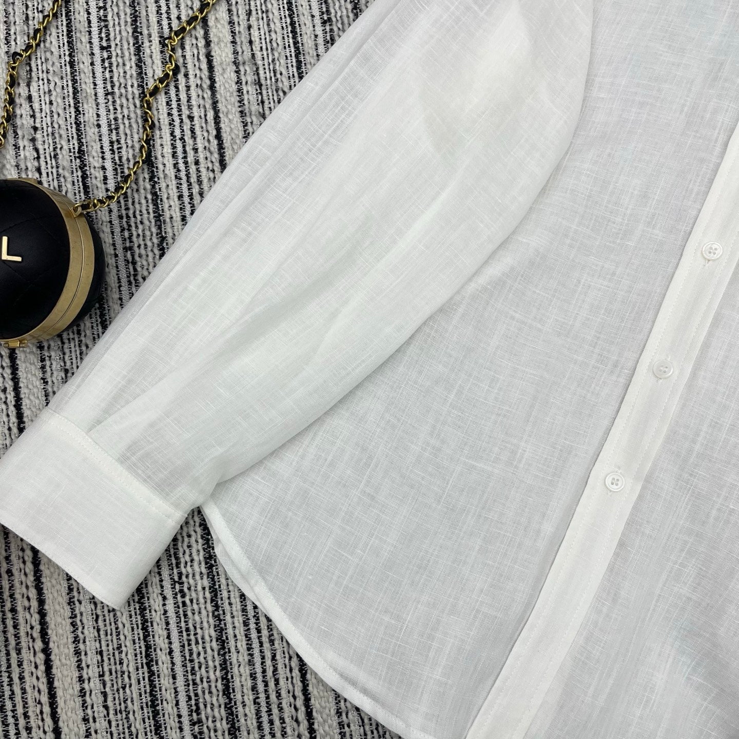 Loewe Embroidered Logo Collared Long-Sleeved Shirt White Cotton