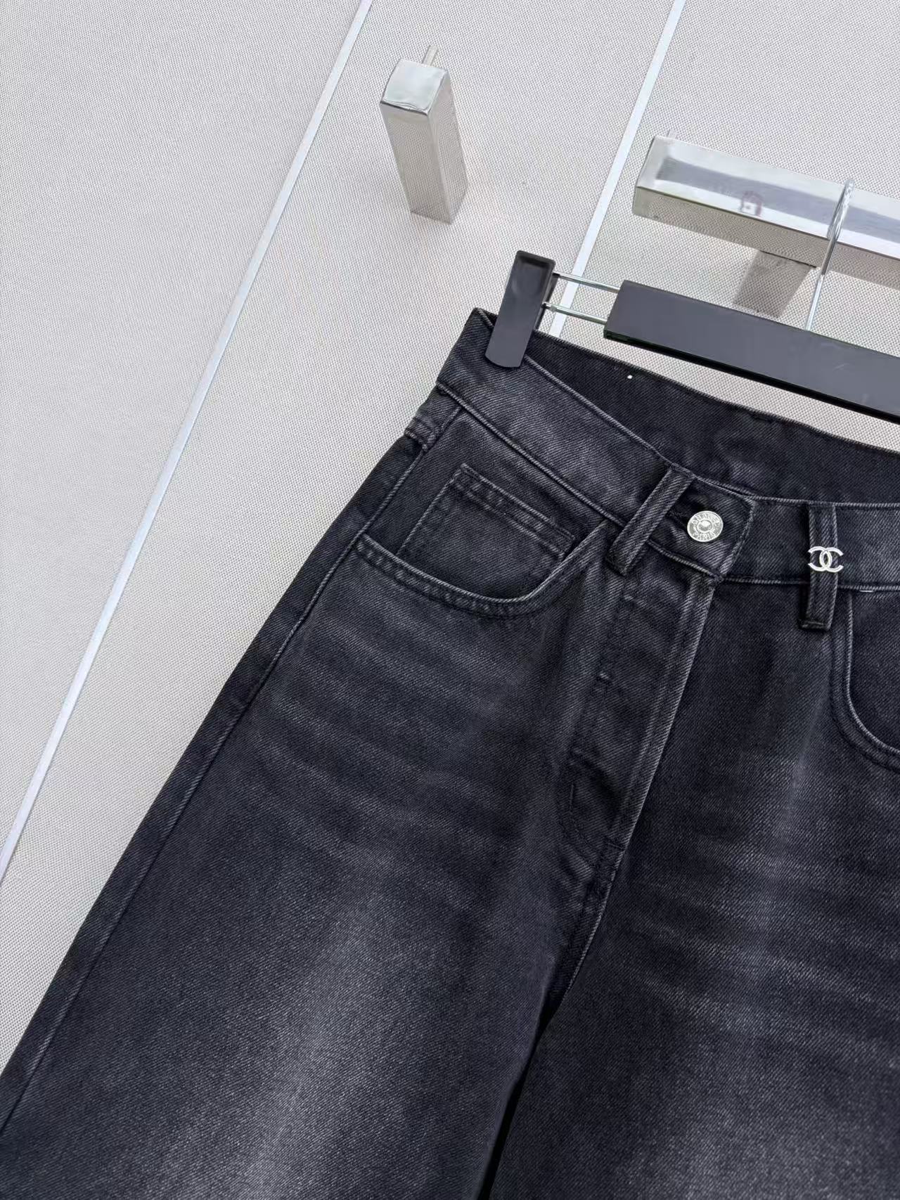 CC 26s Wide-Leg Pants Dark Grey Denim 407865