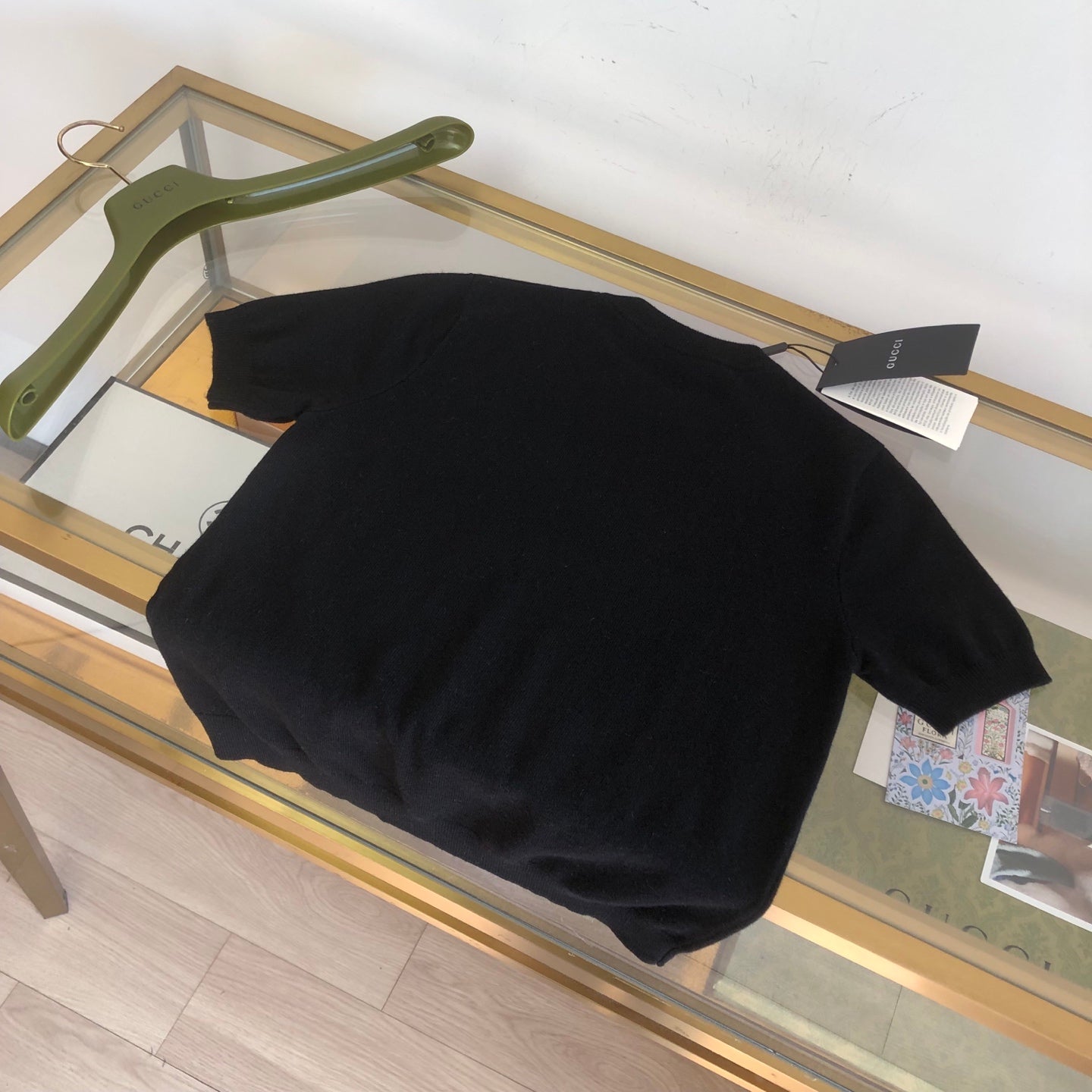 GG Short Sleeve With Embroidery Black Knit Wool 394313