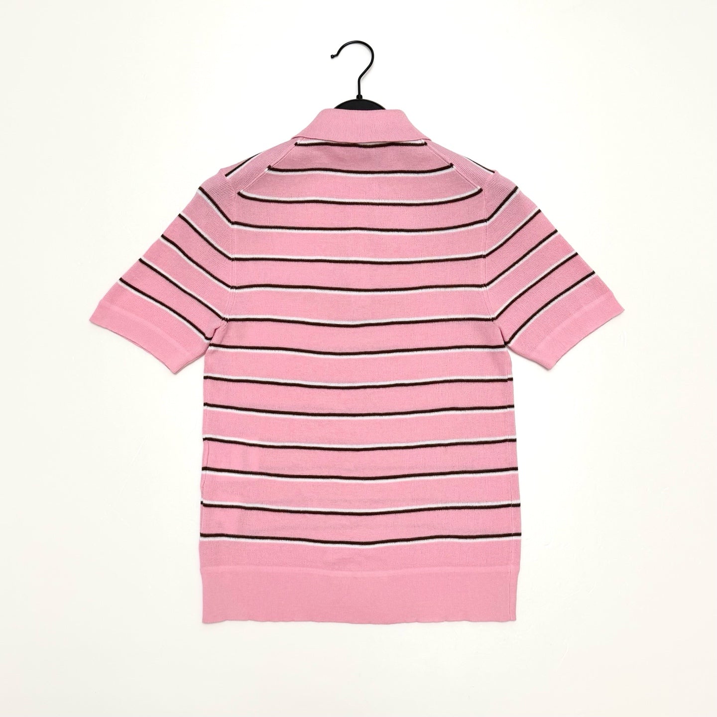 Miu Knit Polo Shirt Light Pink Cotton 394294