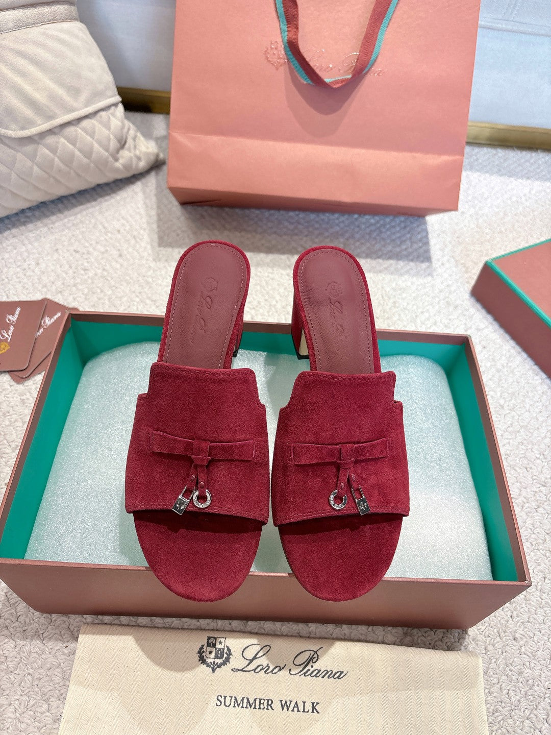 LP 25C Summer Charms Mules 55MM Merlot Pink Suede 215024