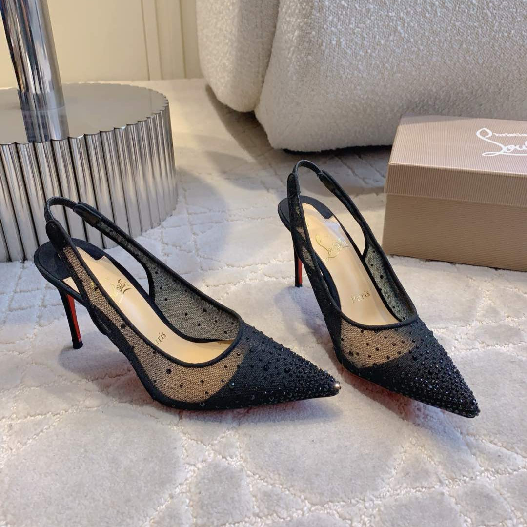 CL Follies Strass 85mm Black Mesh 177134