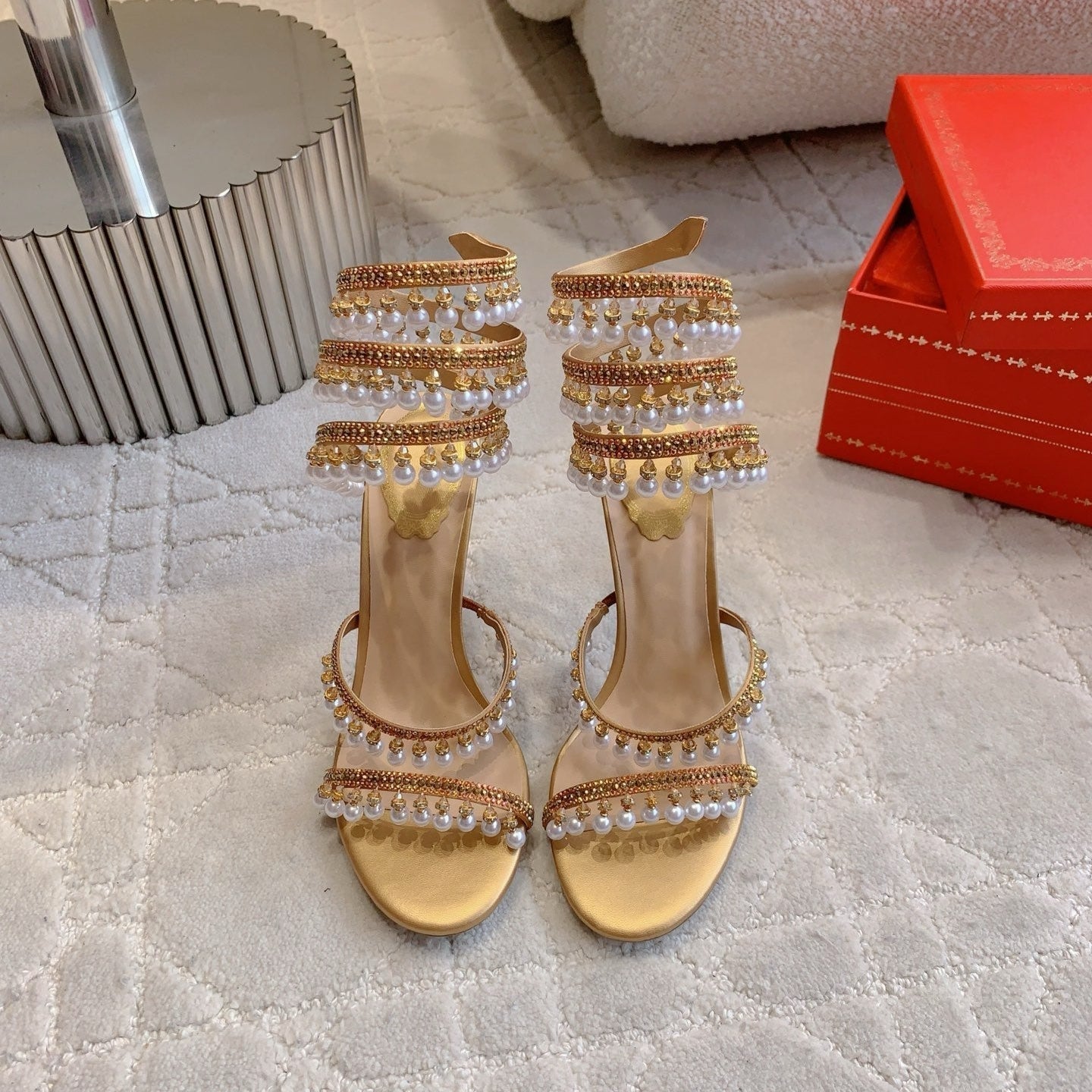 RC Pearl Sandals Gold Sheepskin 328432