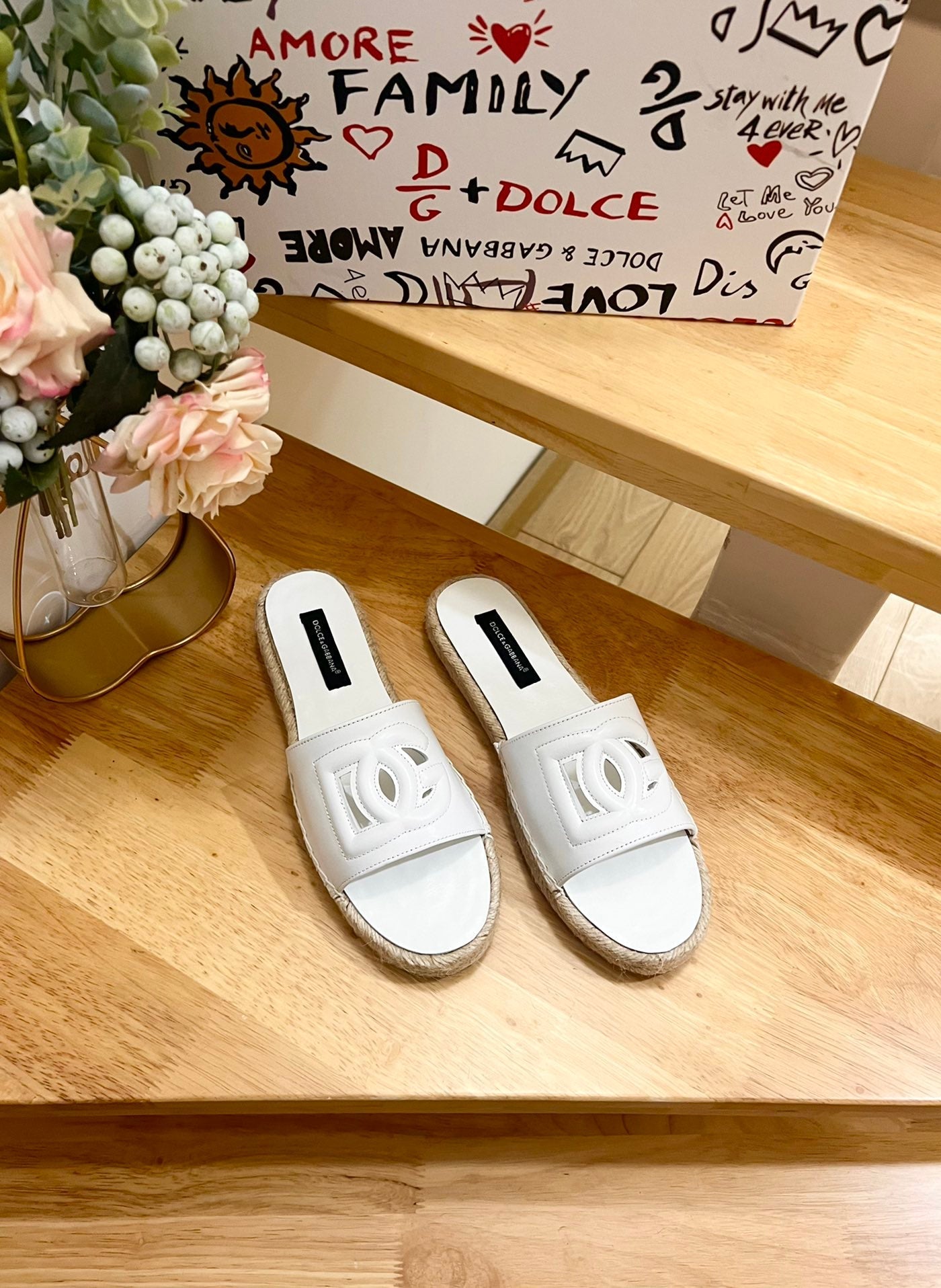 DC Espadrilles Sildes White Rubber & Sheepskin 240623