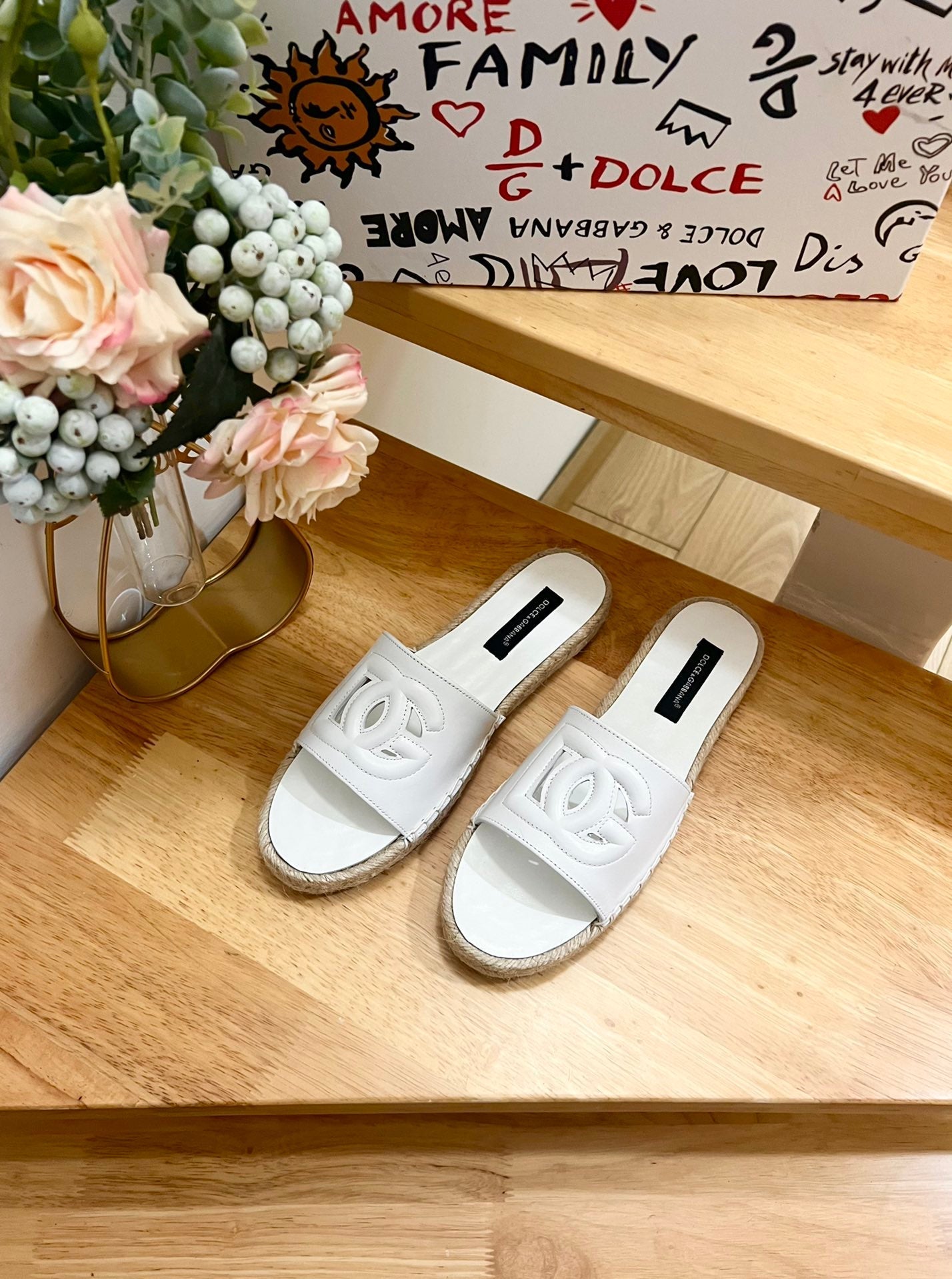 DC Espadrilles Sildes White Rubber & Sheepskin 240623