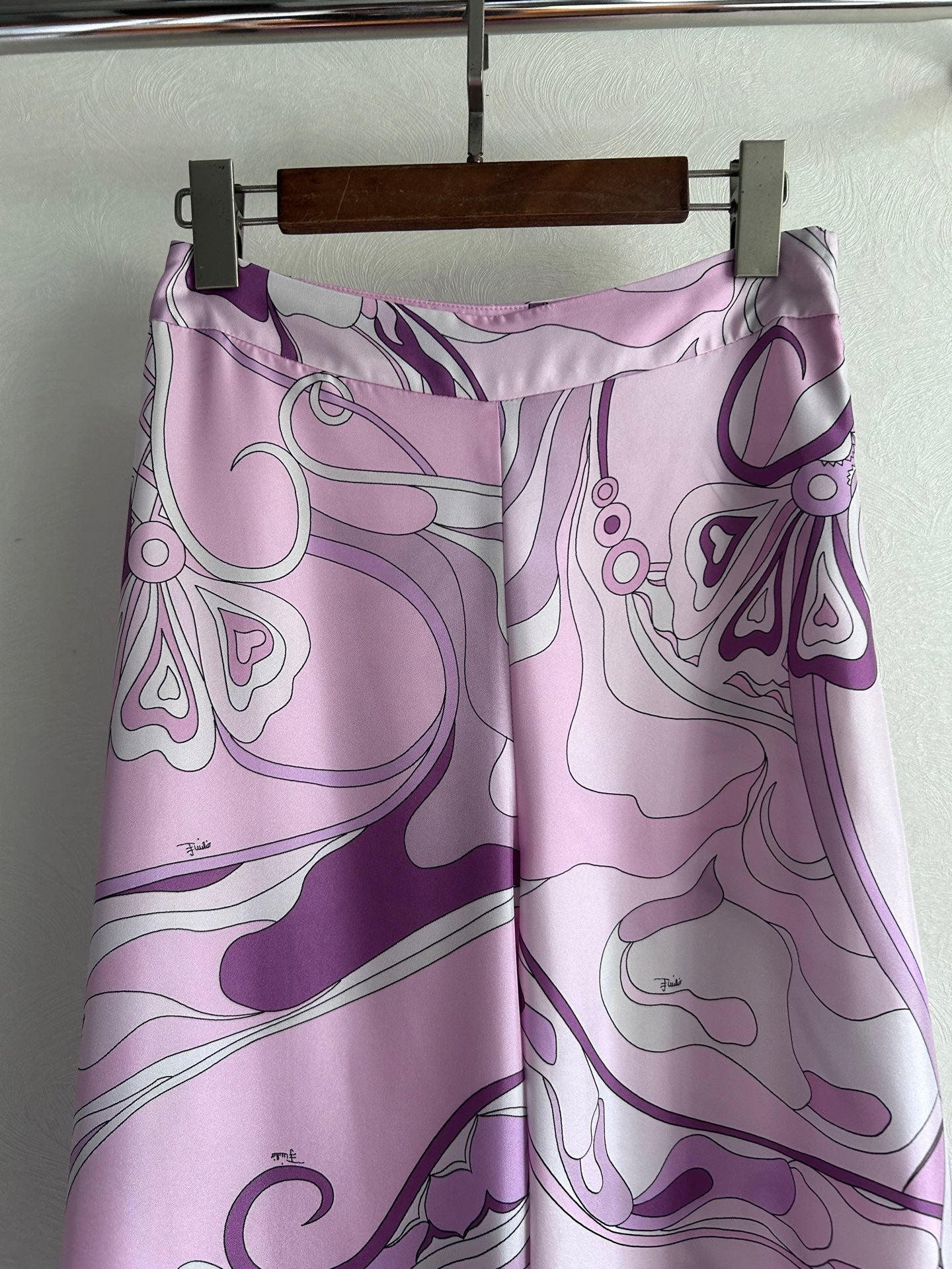 Pucci 26s Stella-Print Silk Pant Light Pink Silk 391066