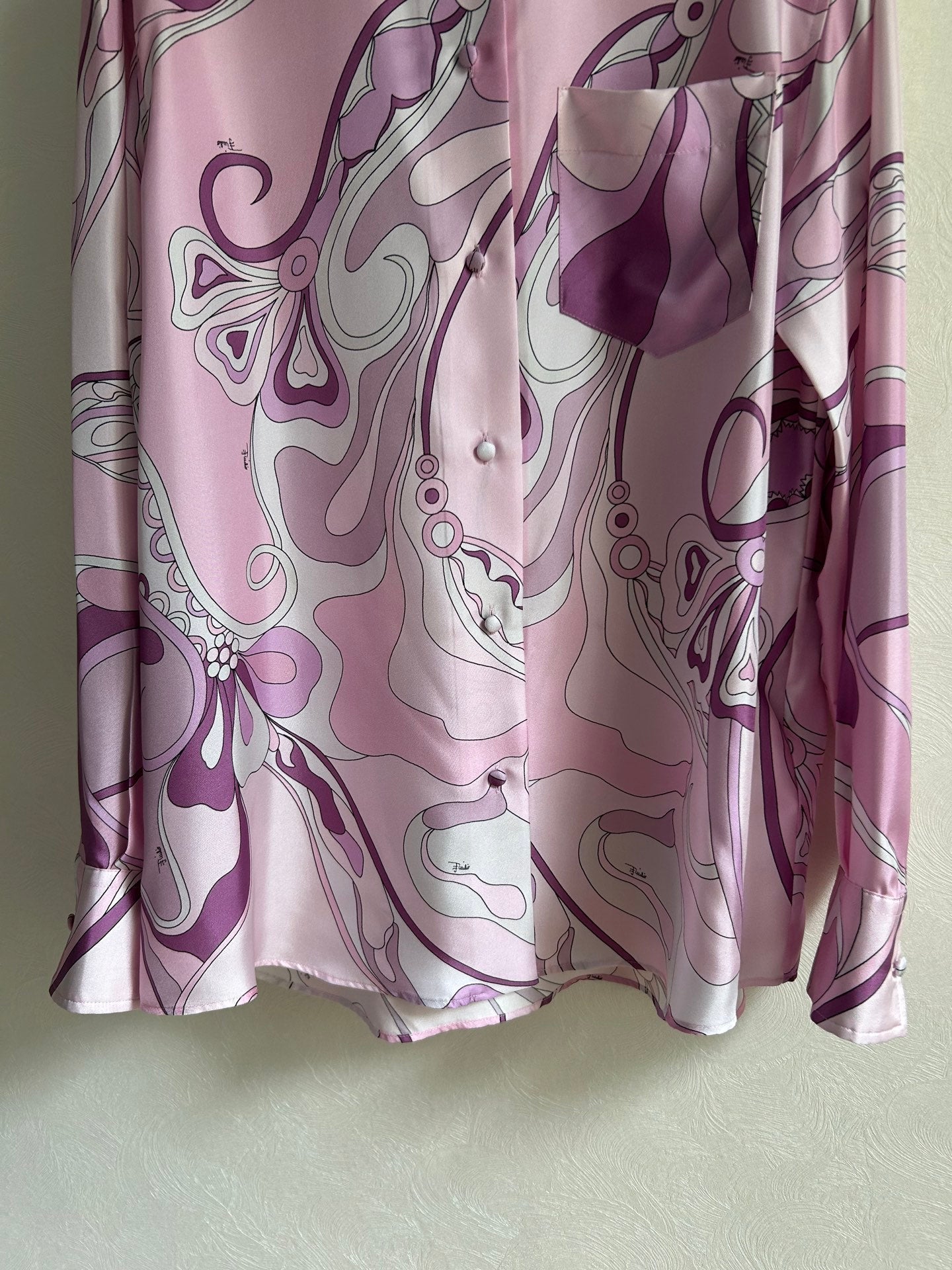Pucci 26s Stella-Print Silk Shirt Light Pink Silk 391067