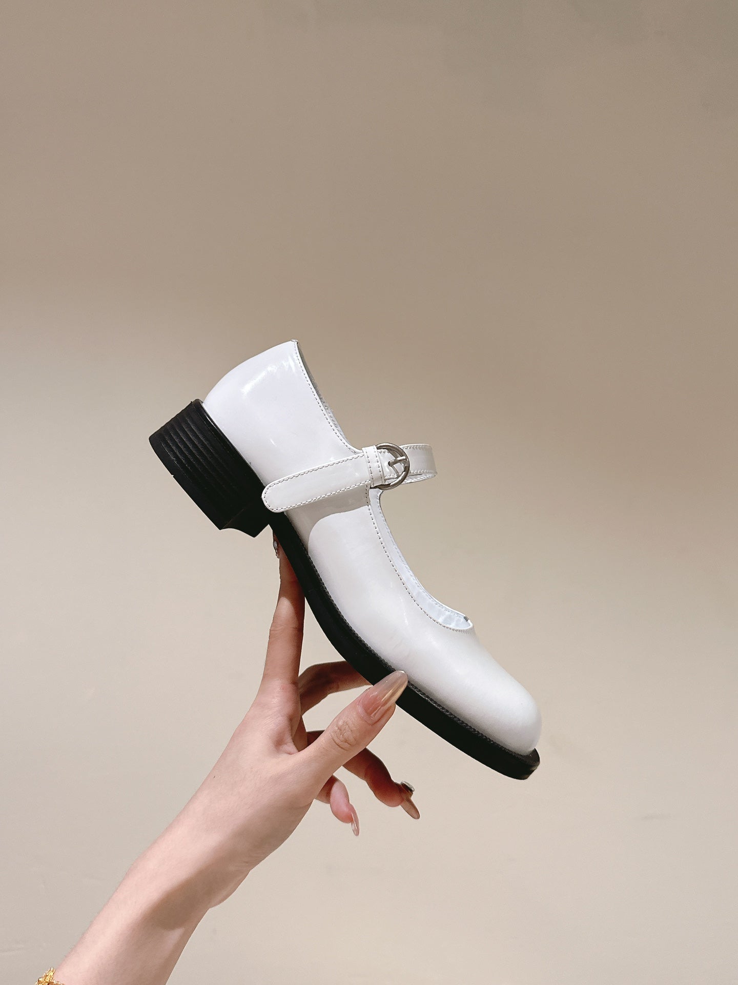 Miu Mary Jane Shoes White Patent Leather 445566