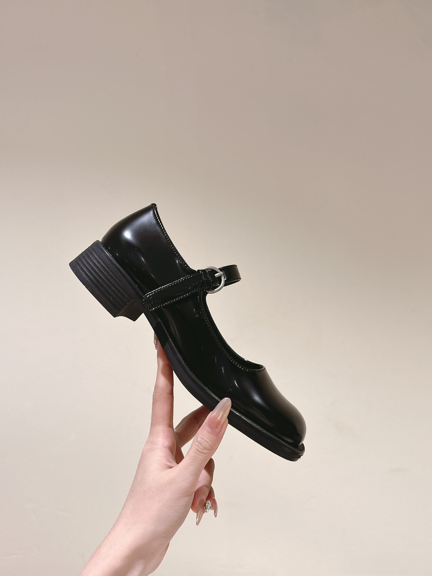 Miu Mary Jane Shoes Black Patent Leather 445567