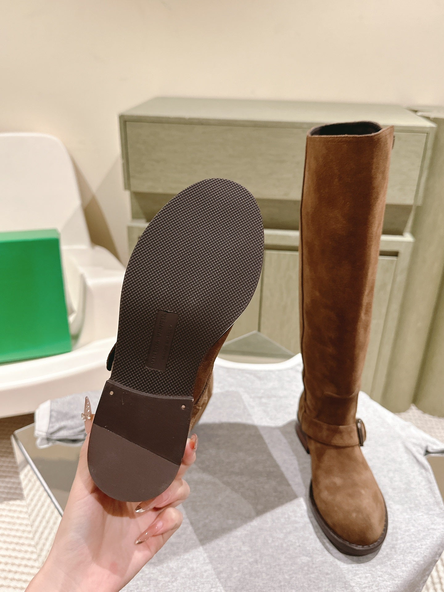 BV Long Boots 30mm Brown Suede 446177
