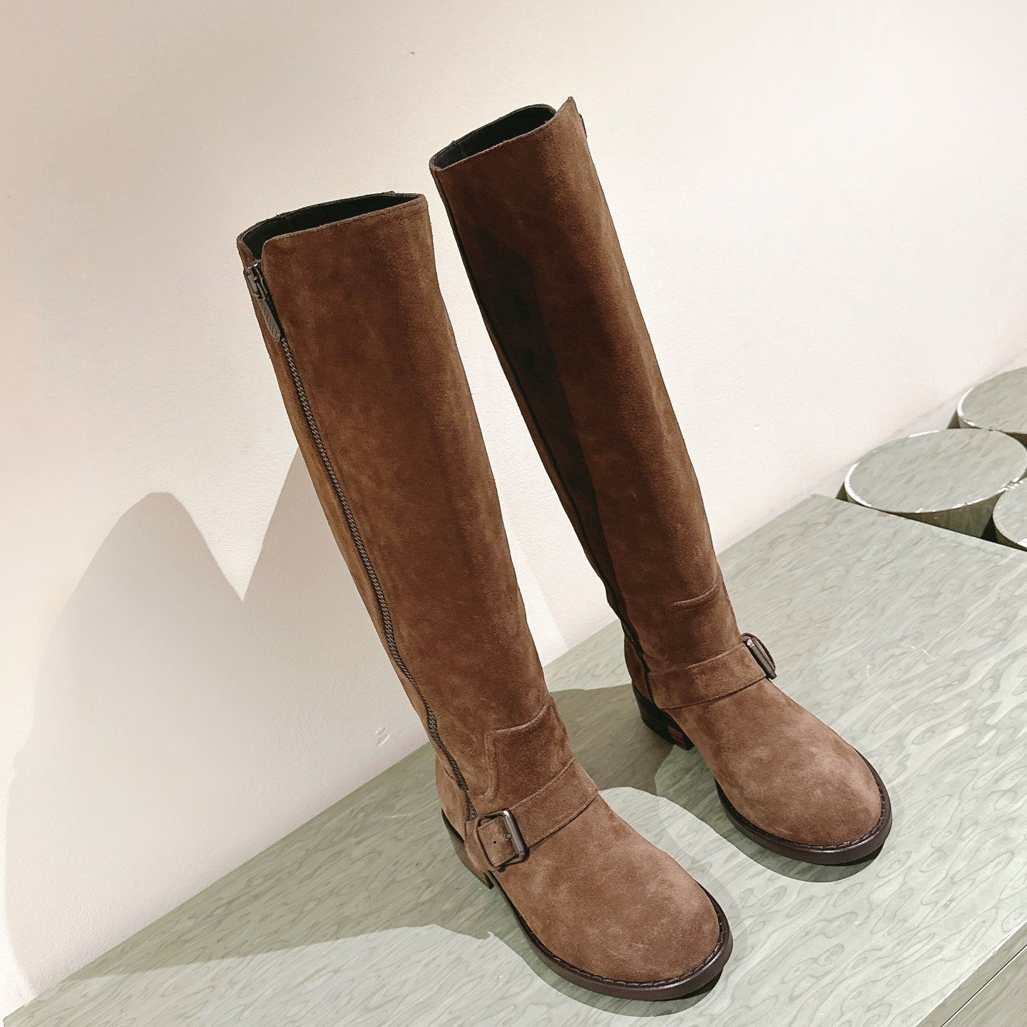 BV Long Boots 30mm Brown Suede 446177