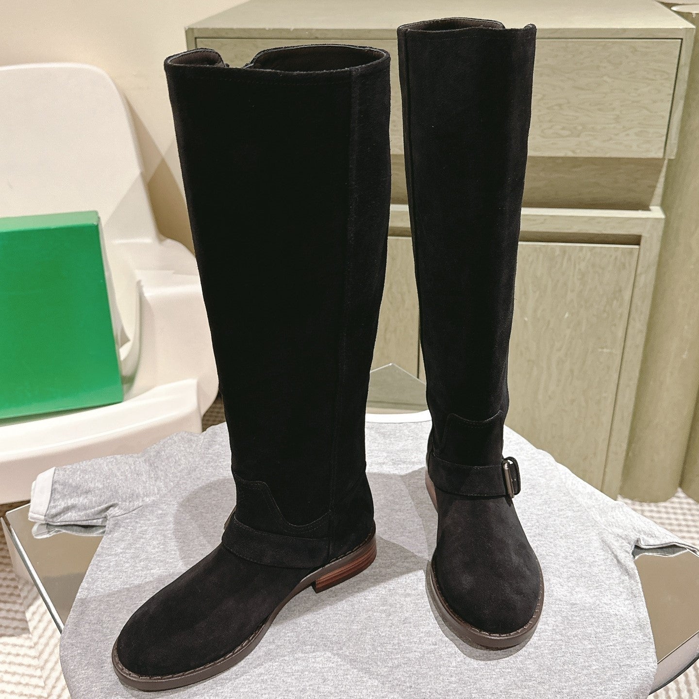 BV Long Boots 30mm Black Suede 446178