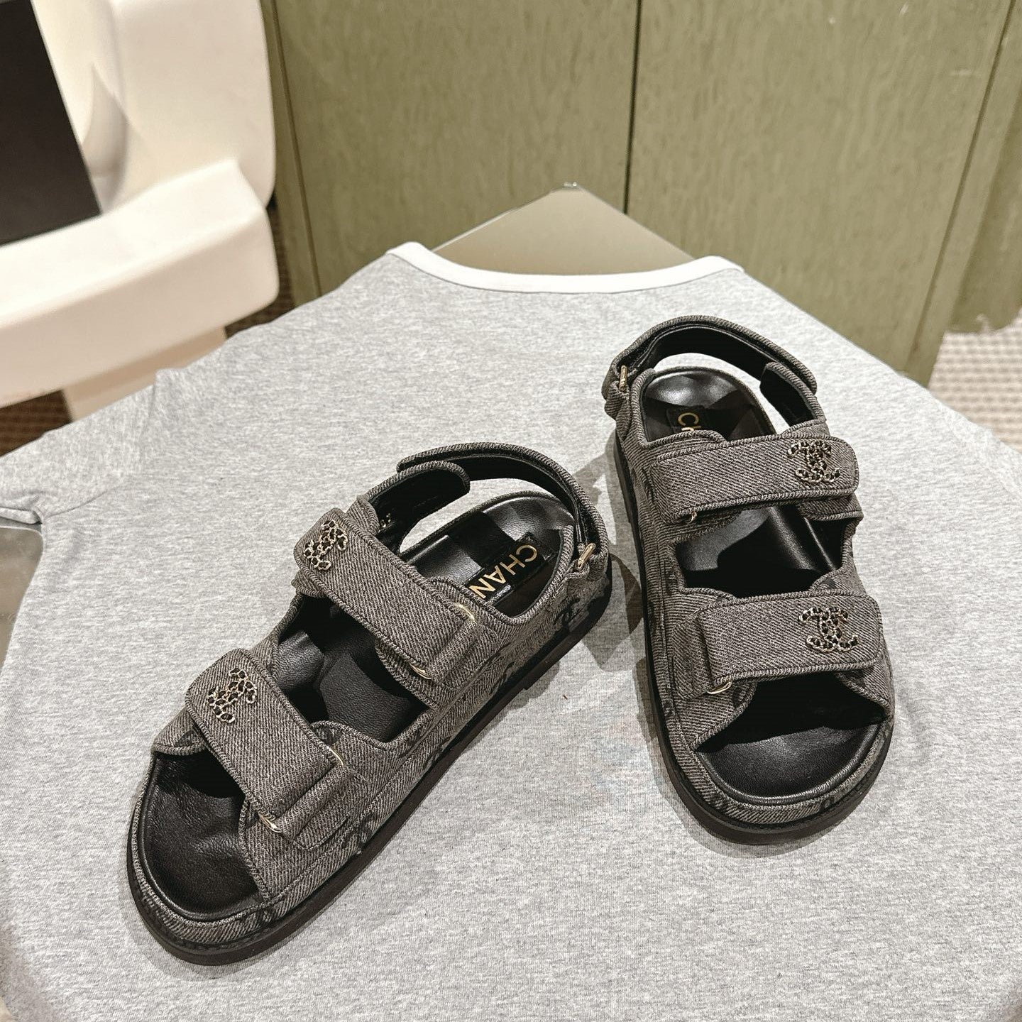 CC 25C Dad Sandals Grey Black Denim 462228