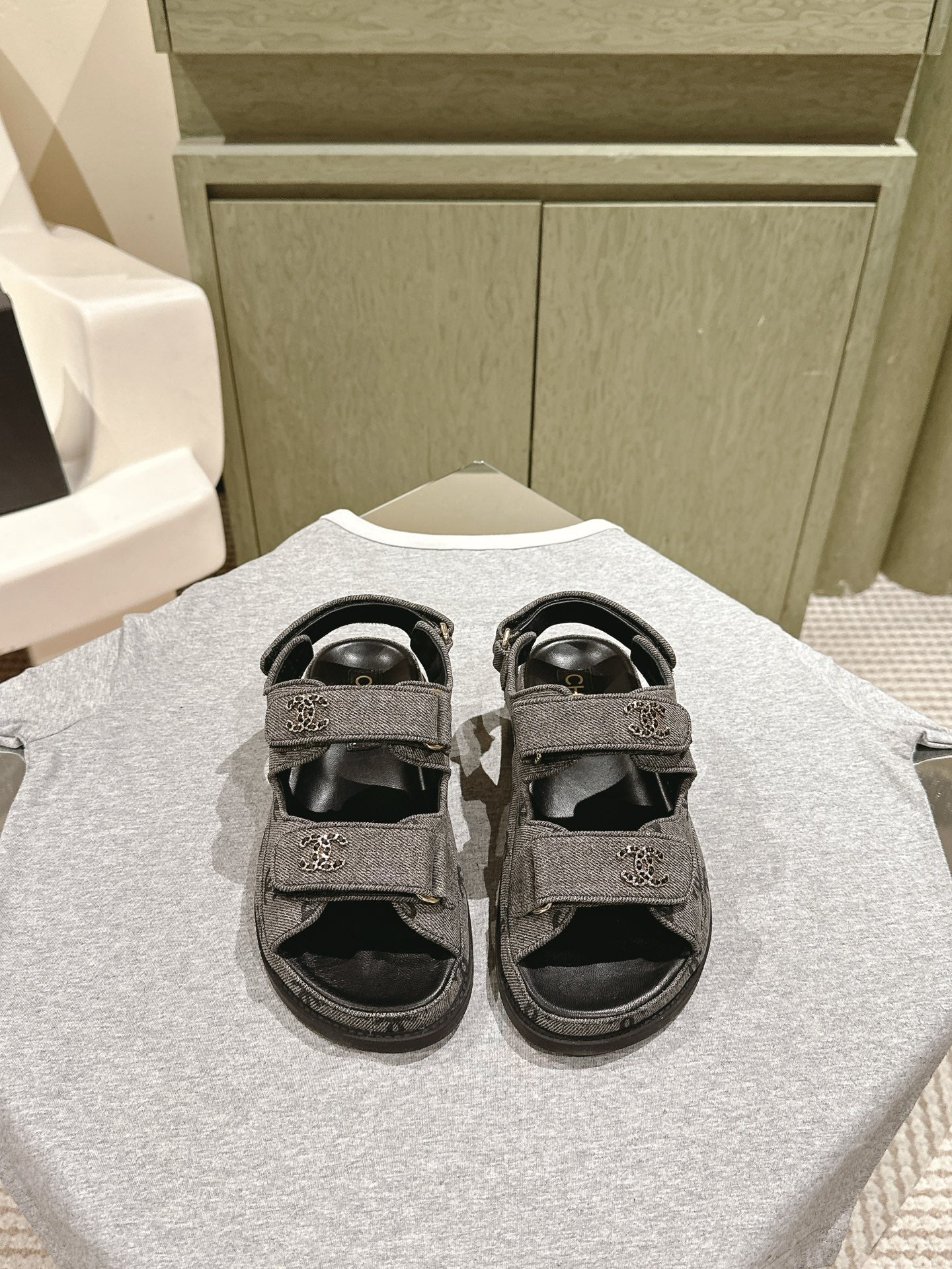 CC 25C Dad Sandals Grey Black Denim 462228