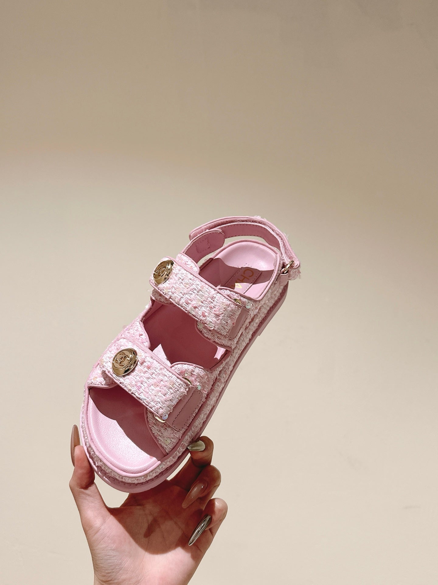 CC 25C Dad Sandals PInk White Tweed 462231