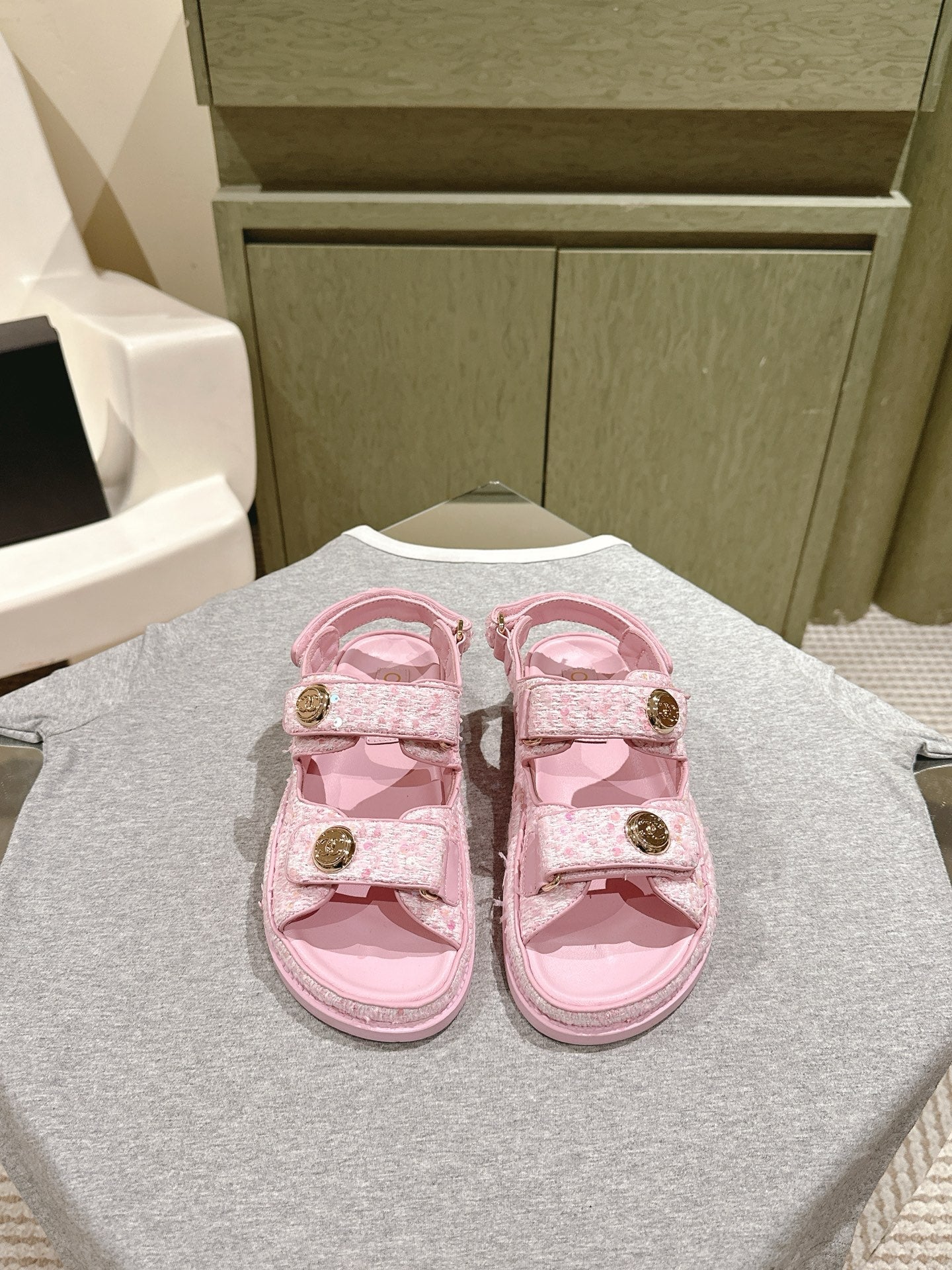 CC 25C Dad Sandals PInk White Tweed 462231