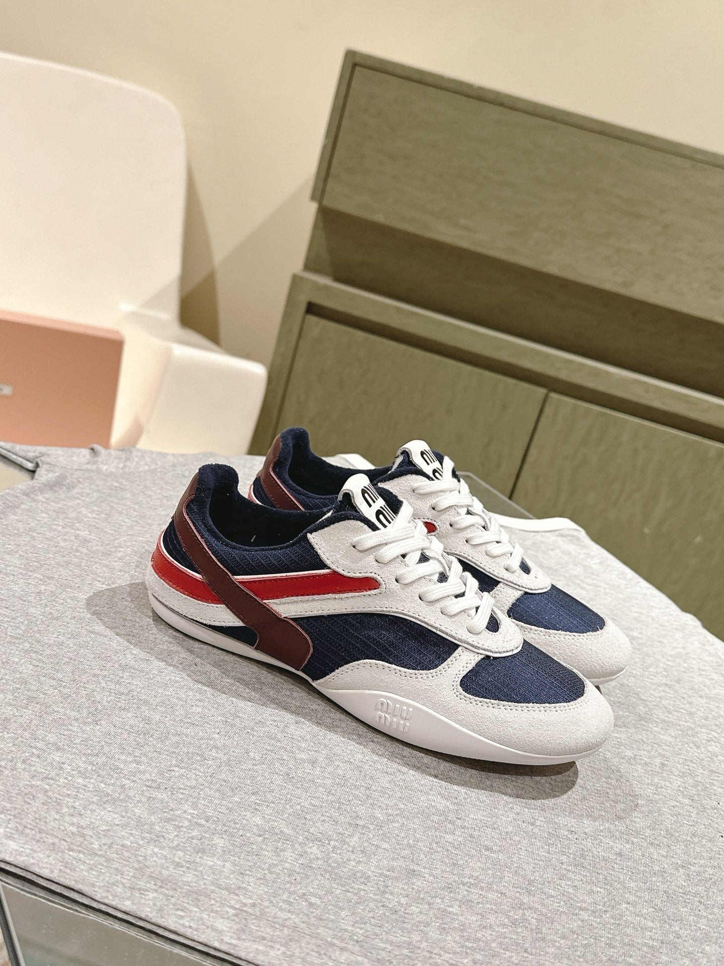Miu Gymnasium Sneakers Technical Fabric & Suede 445726