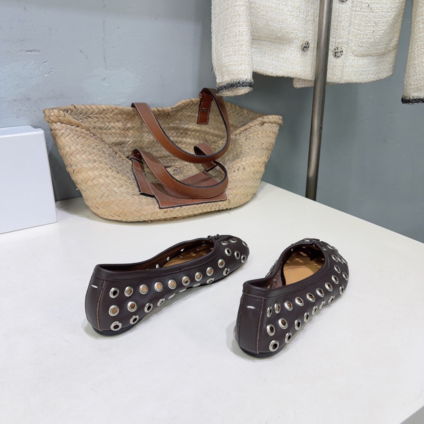 MM6 Bellissima Ballerina Eyelet Details Coffee Cowhide 893693