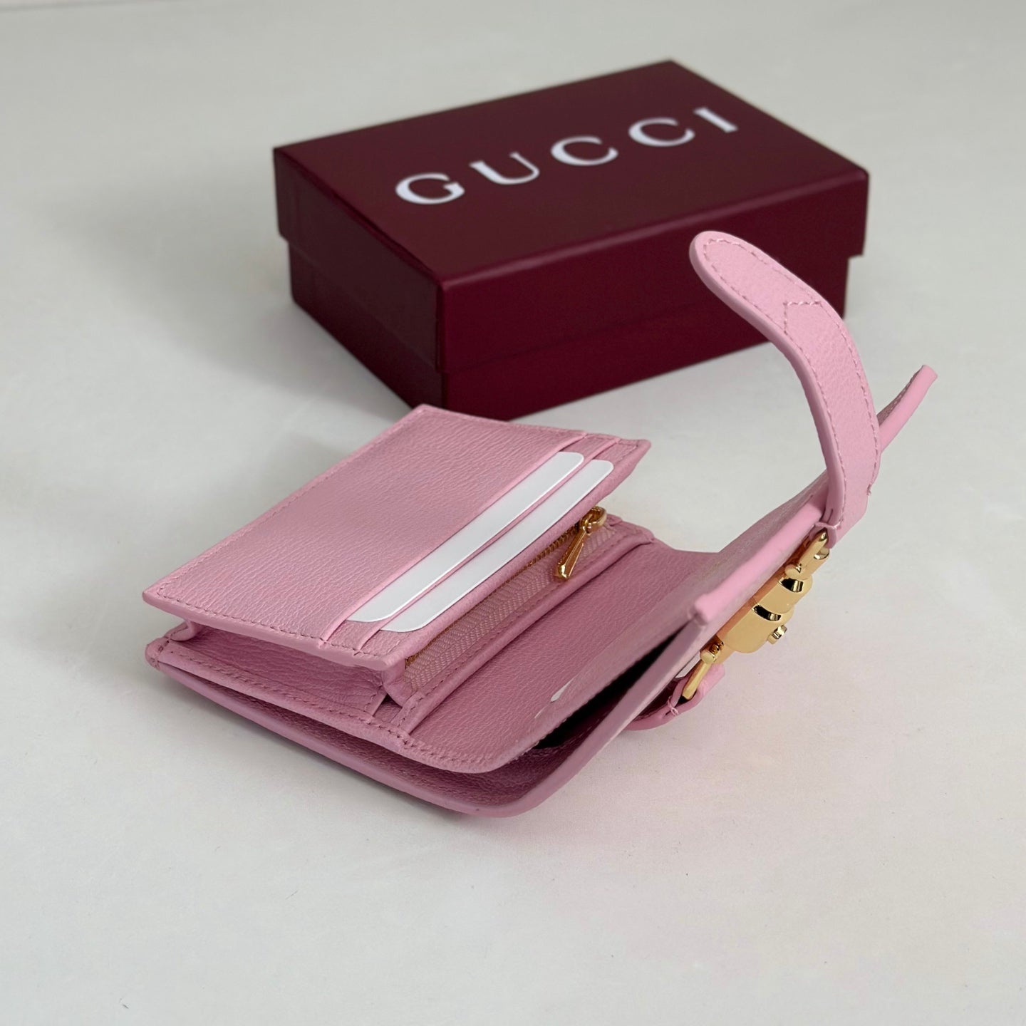 GG 26s Jackie Medium Wallet Light Pink Leather