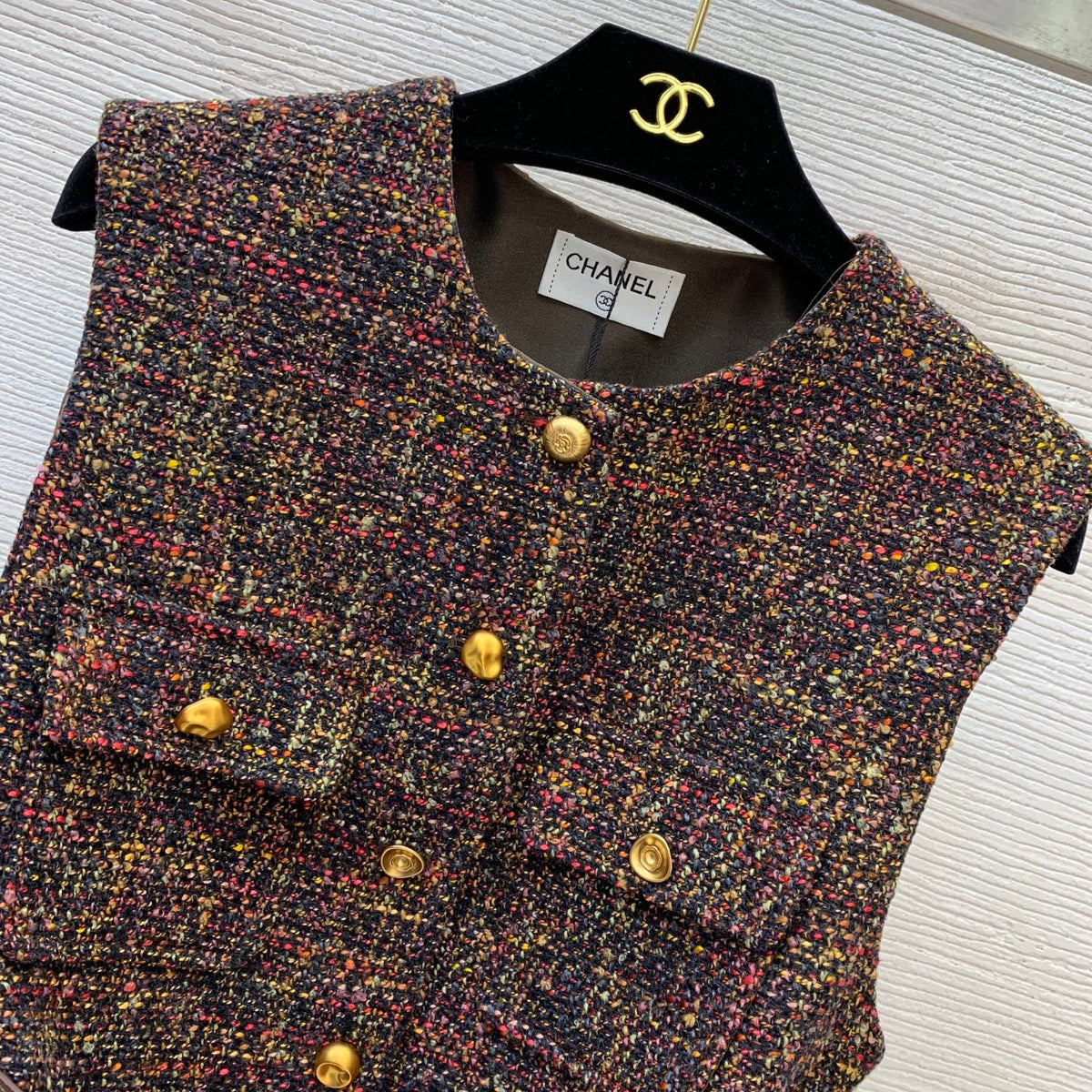 Chanel 26s Dress Set Brown Tweed Mesh 445331