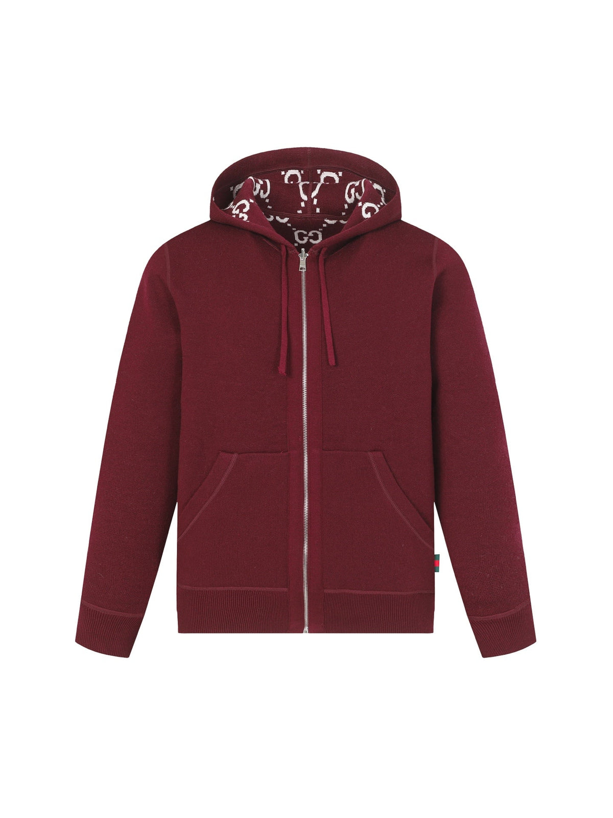 Gucci 26s Reversible Hoodie Red GG Jacquard Wool Knit Men