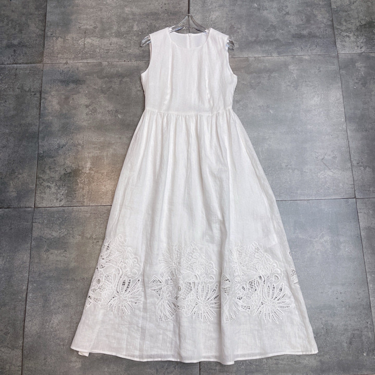 Max Mara 26s Maxi Dress White Linen 400510
