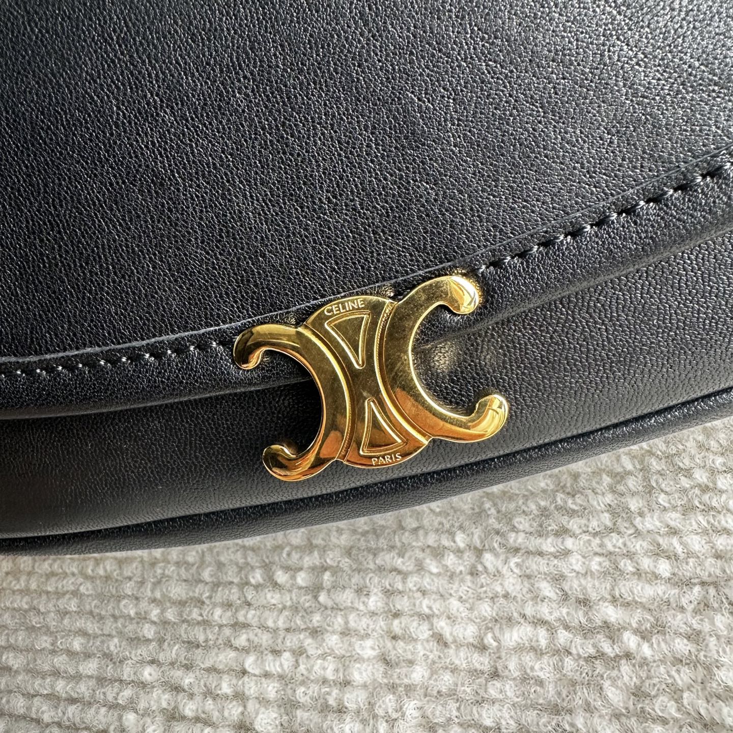 Celine Halfmoon Triomphe Small Bag 25cm Black Lambskin