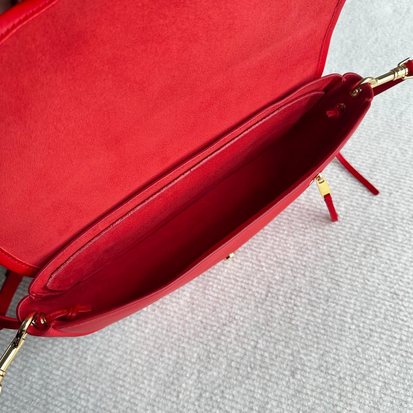 Celine Halfmoon Triomphe Small Bag 25cm Red Lambskin