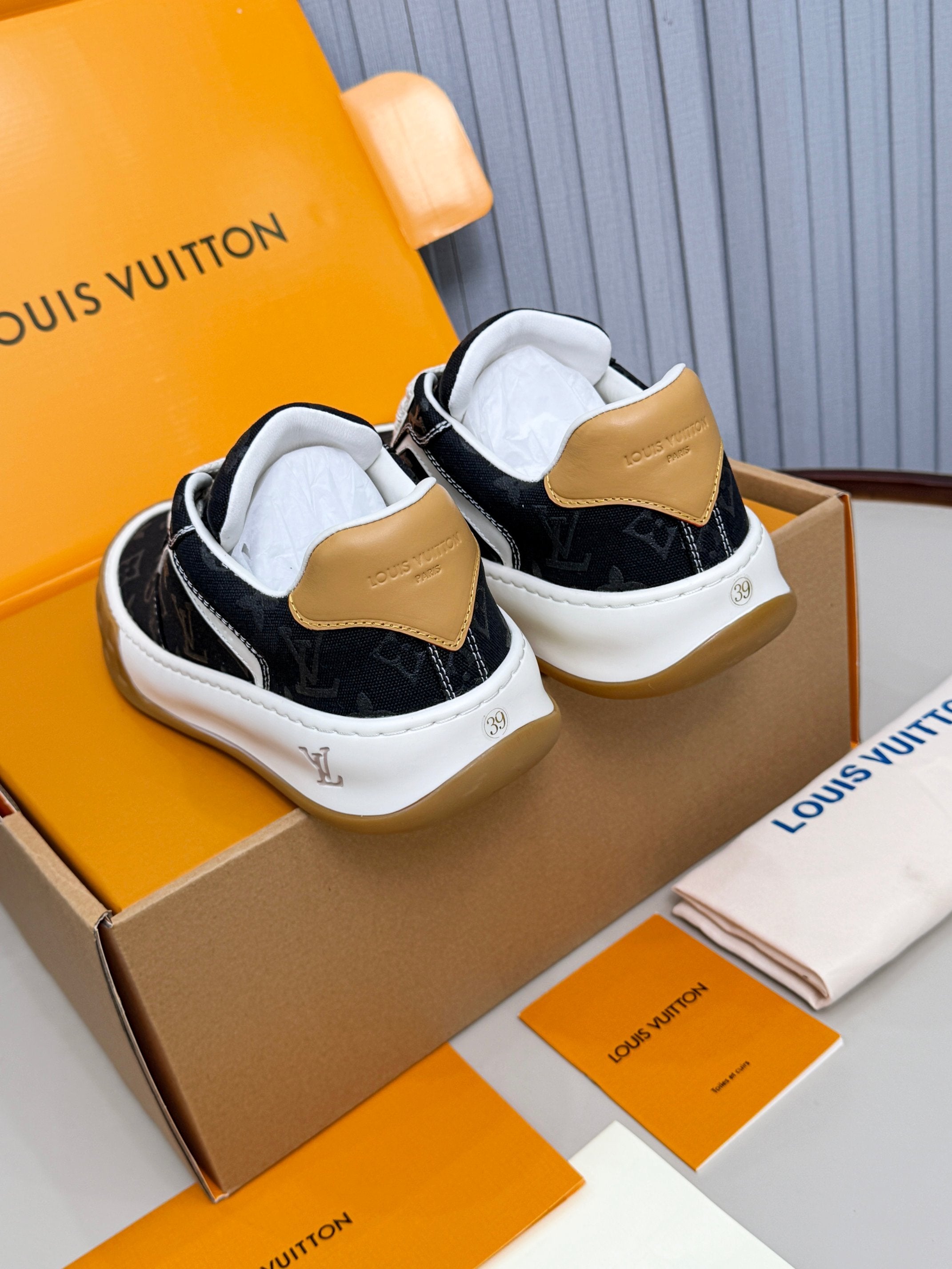 LV Trainer Tilted Sneakers Black Monogram Canvas 632609