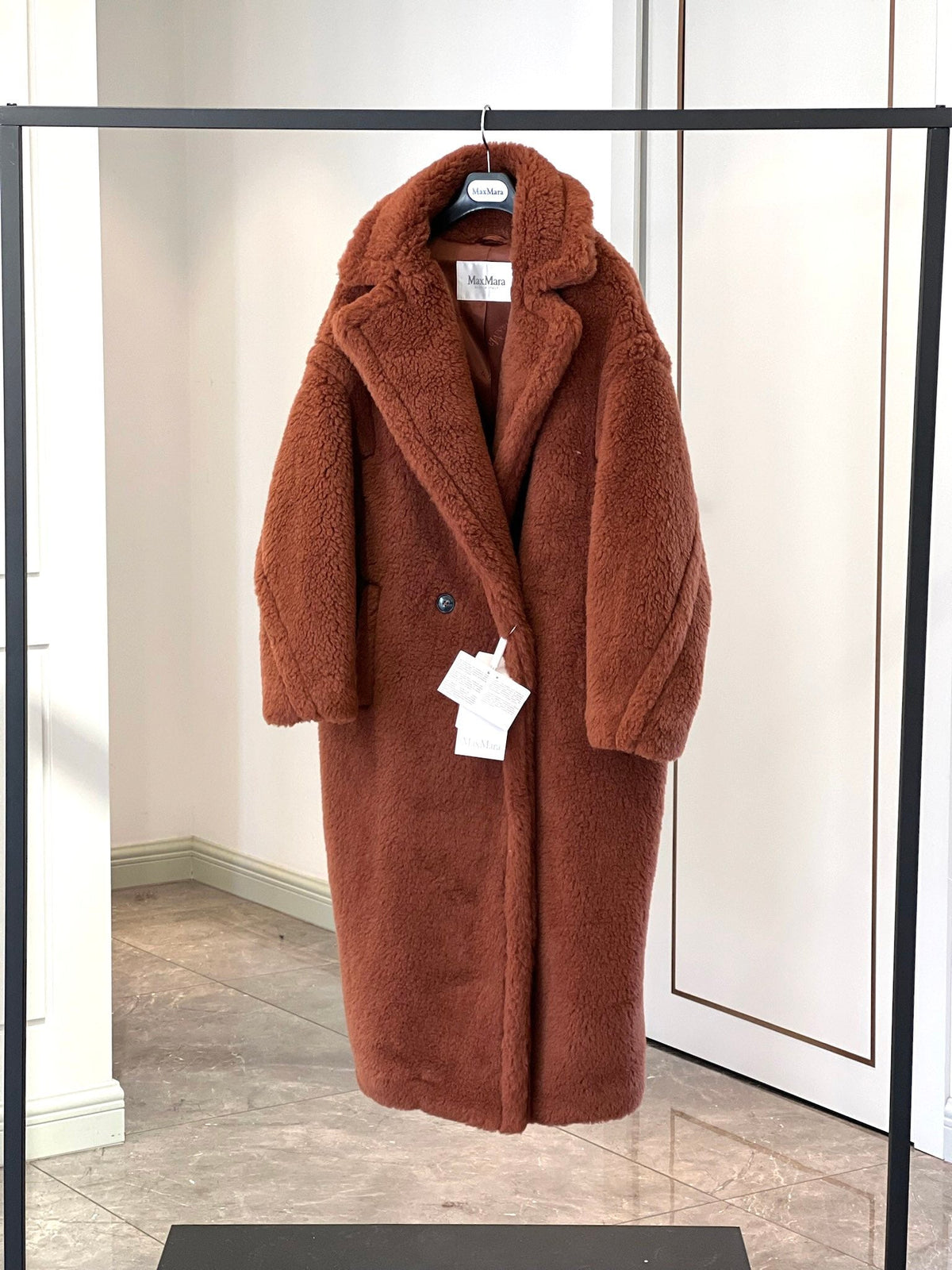 Max Mara 26s Teddy Bear Long Coat Camel Alpaca Wool Silk 429254