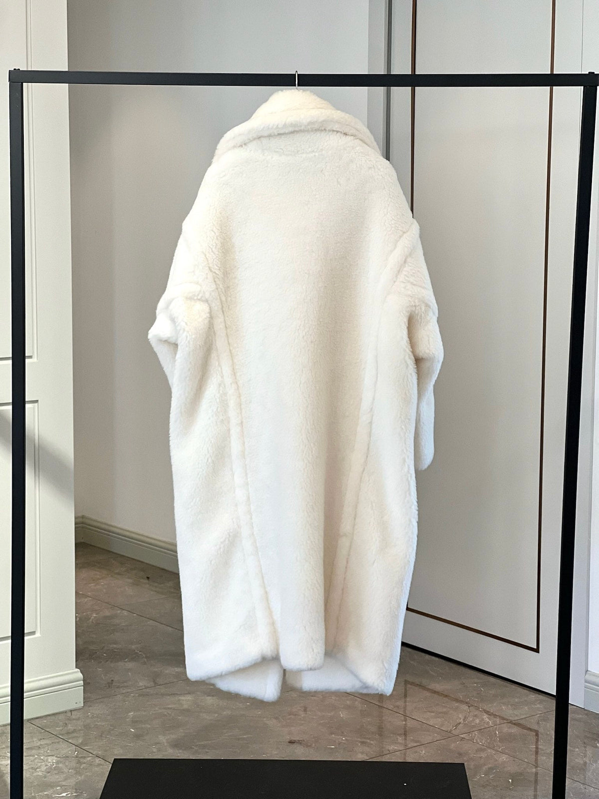 Max Mara 26s Teddy Bear Long Coat Off White Alpaca Wool Silk 429243