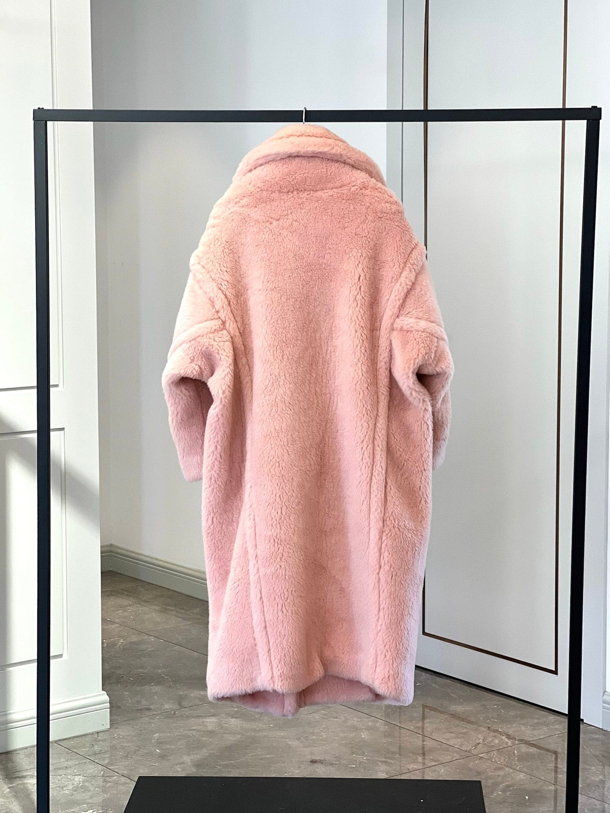 Max Mara 26s Teddy Bear Long Coat Pink Alpaca Wool Silk 429250