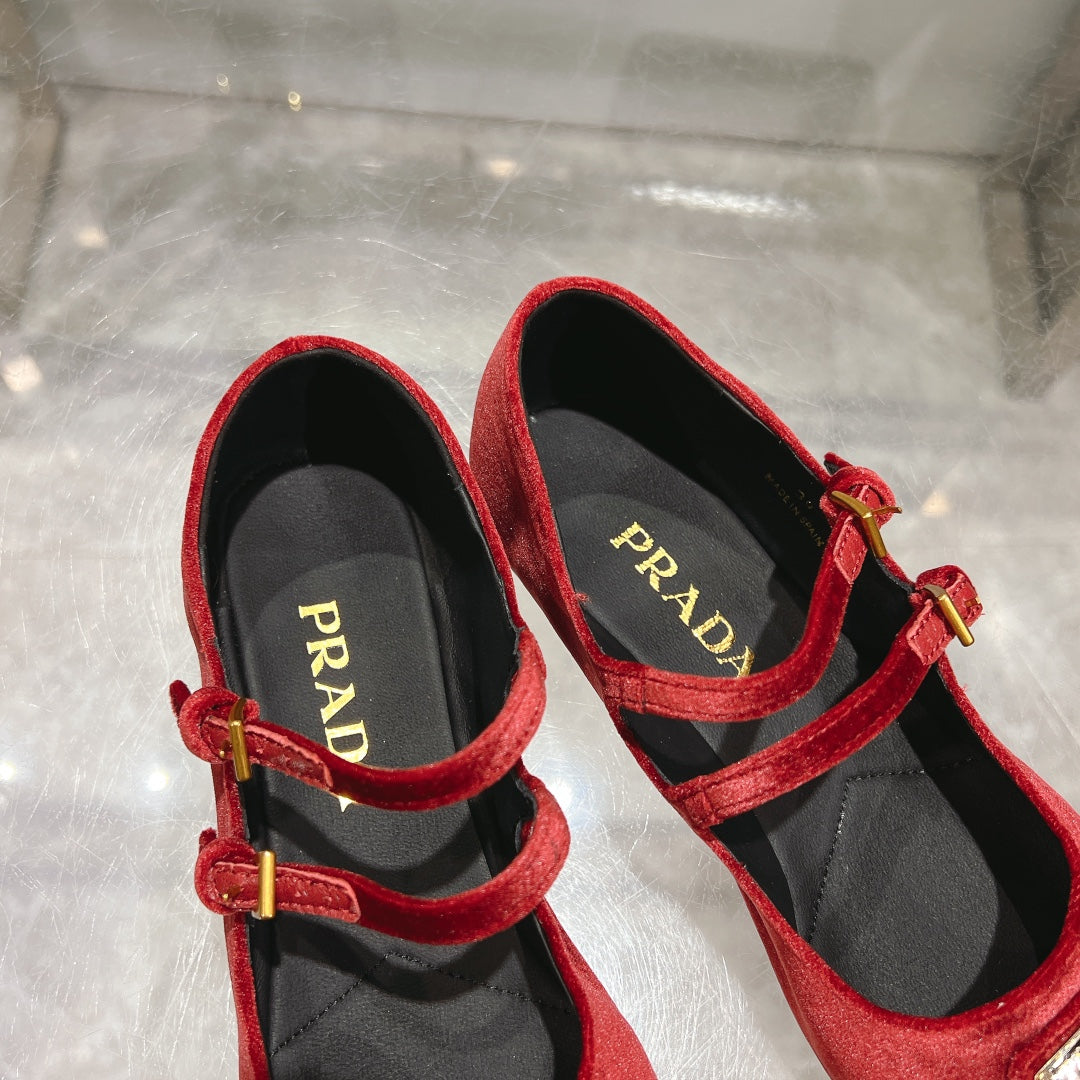 Prada 26s Finish Ballerina Red Velvet 982414