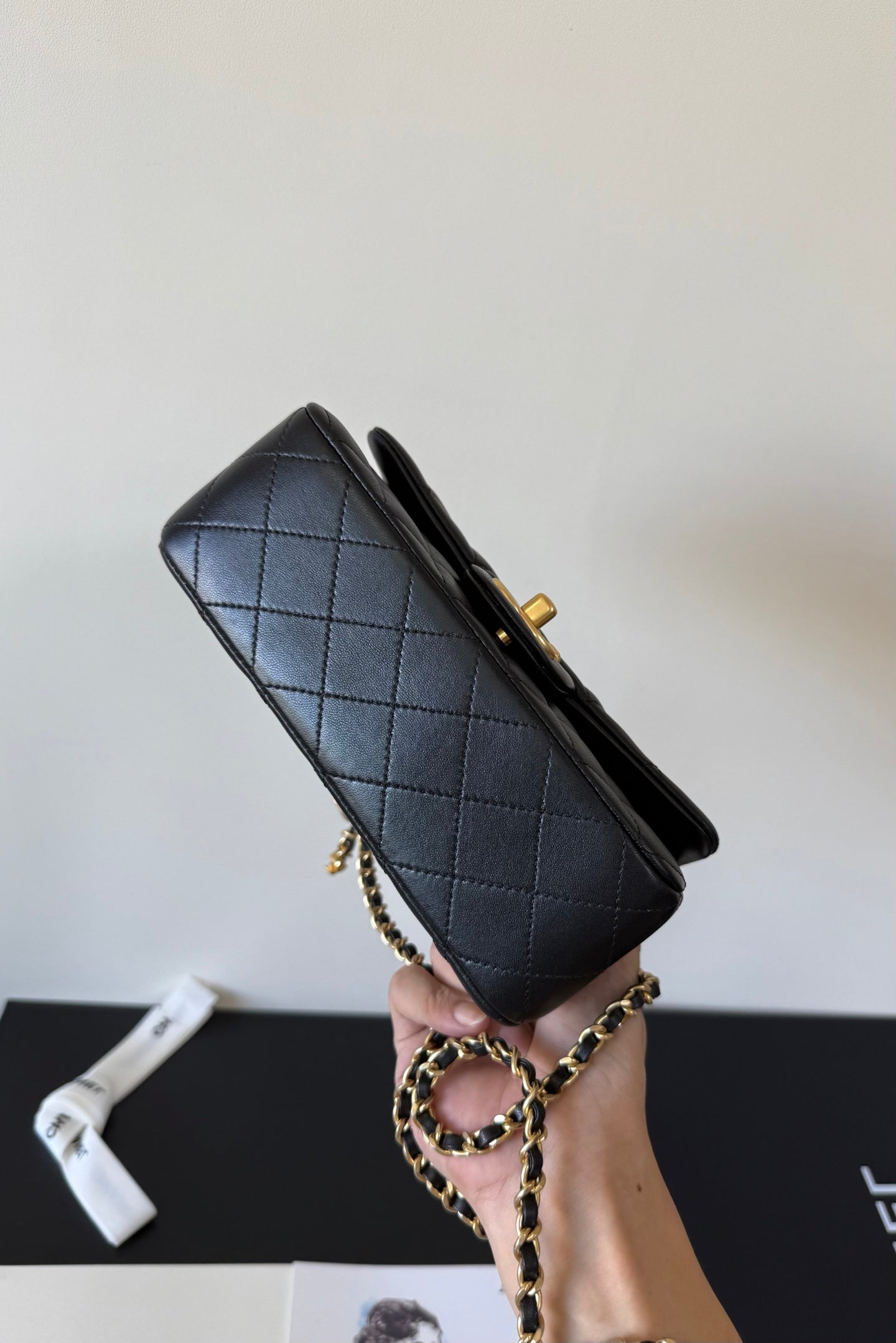 CC Crush Square 20cm Black Quilted Leather 282586