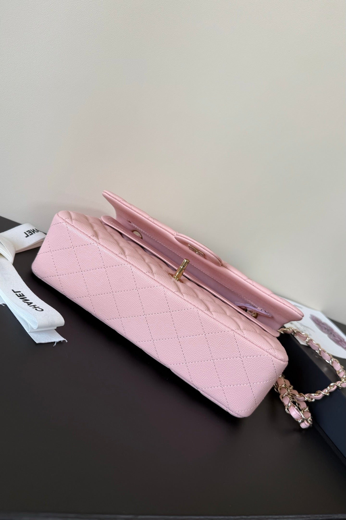 CC Classic Double Flap Bag 25cm Light PInk Caviar Leather